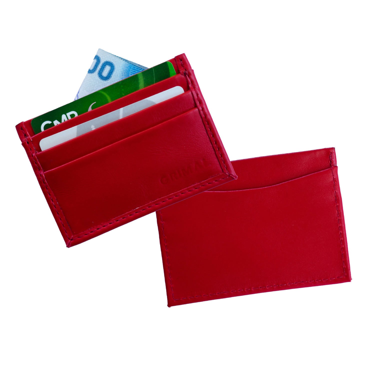 Tarjetero, billetera de cuero roja