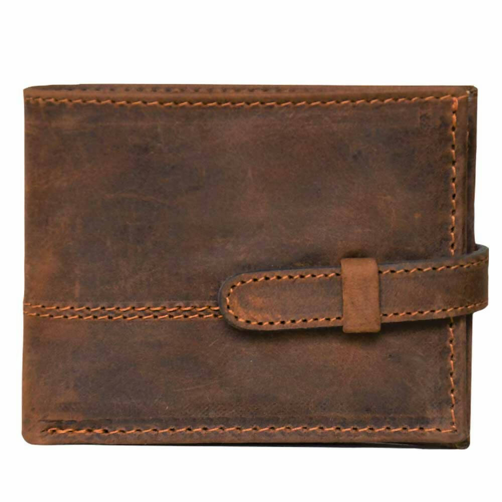 Billetera de Cuero Clásica Puelo con pasador Hecha a mano Raiquen