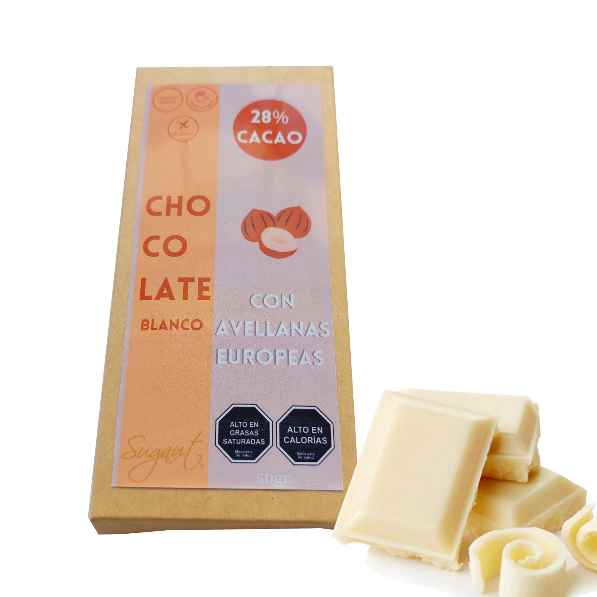 Chocolate Blanco Con Avellanas Europeas - 28% Cacao 50gr