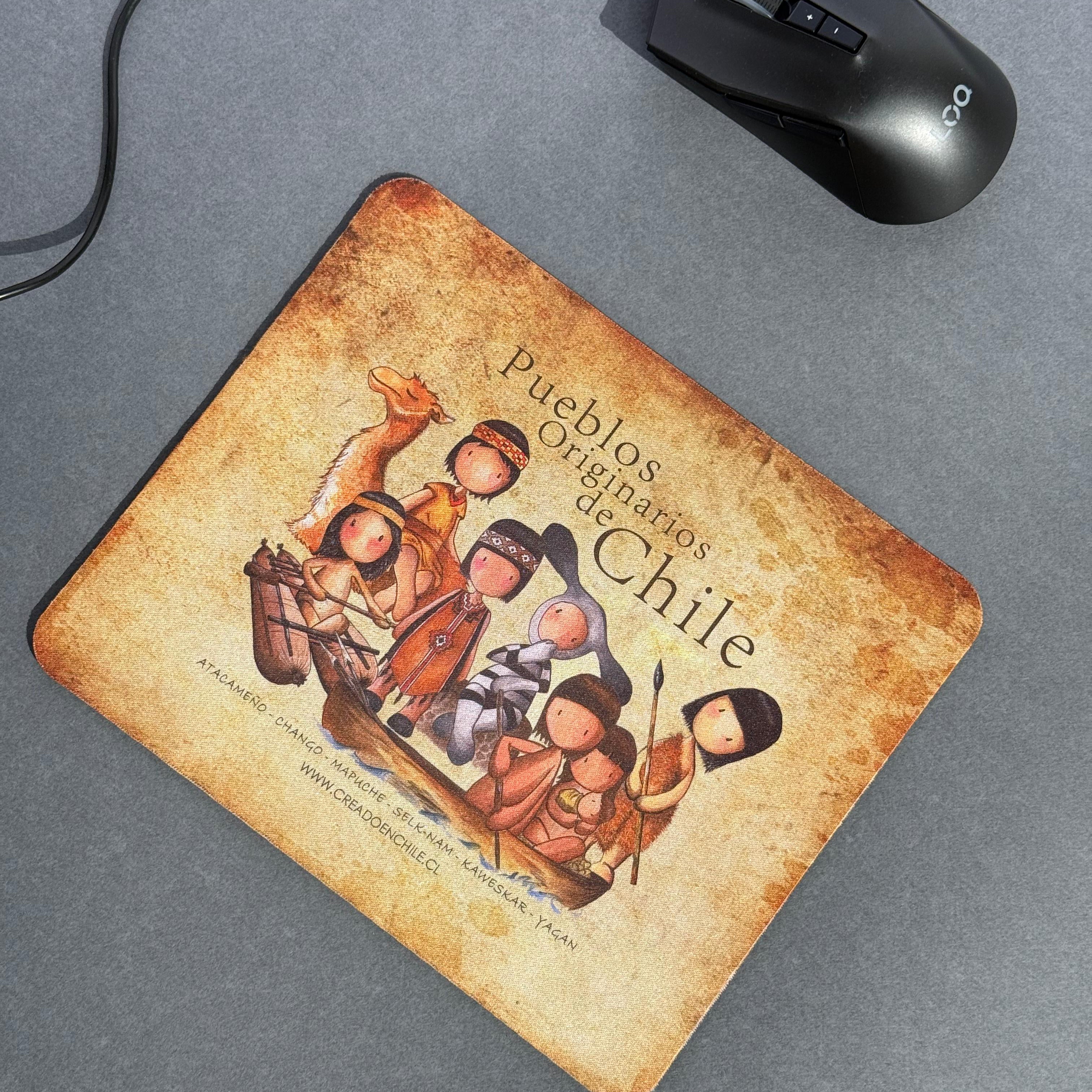 Mousepads de goma ilustrados - Pueblos Originarios de Chile - Creado en Chile