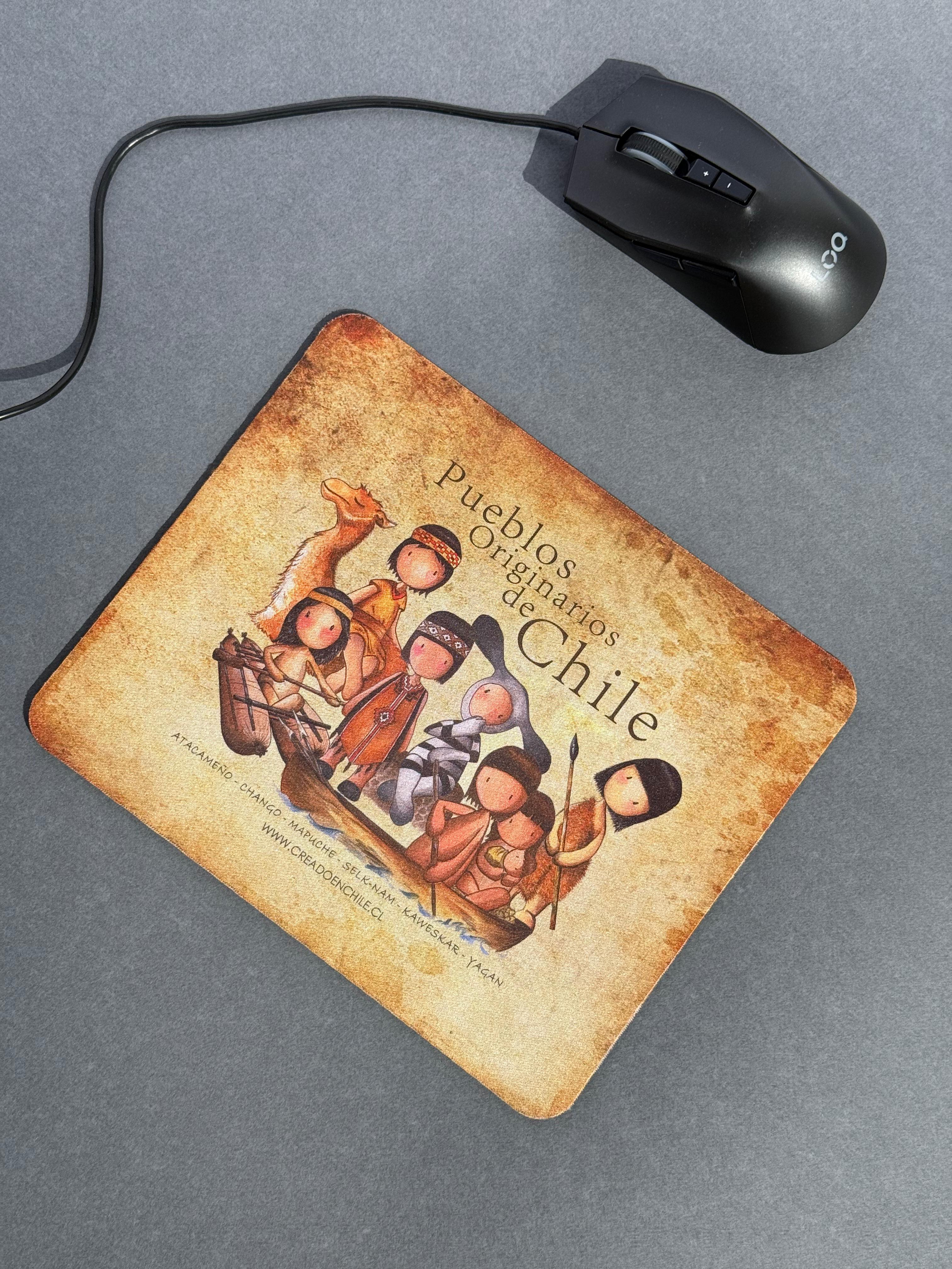 Mousepads de goma ilustrados - Pueblos Originarios de Chile