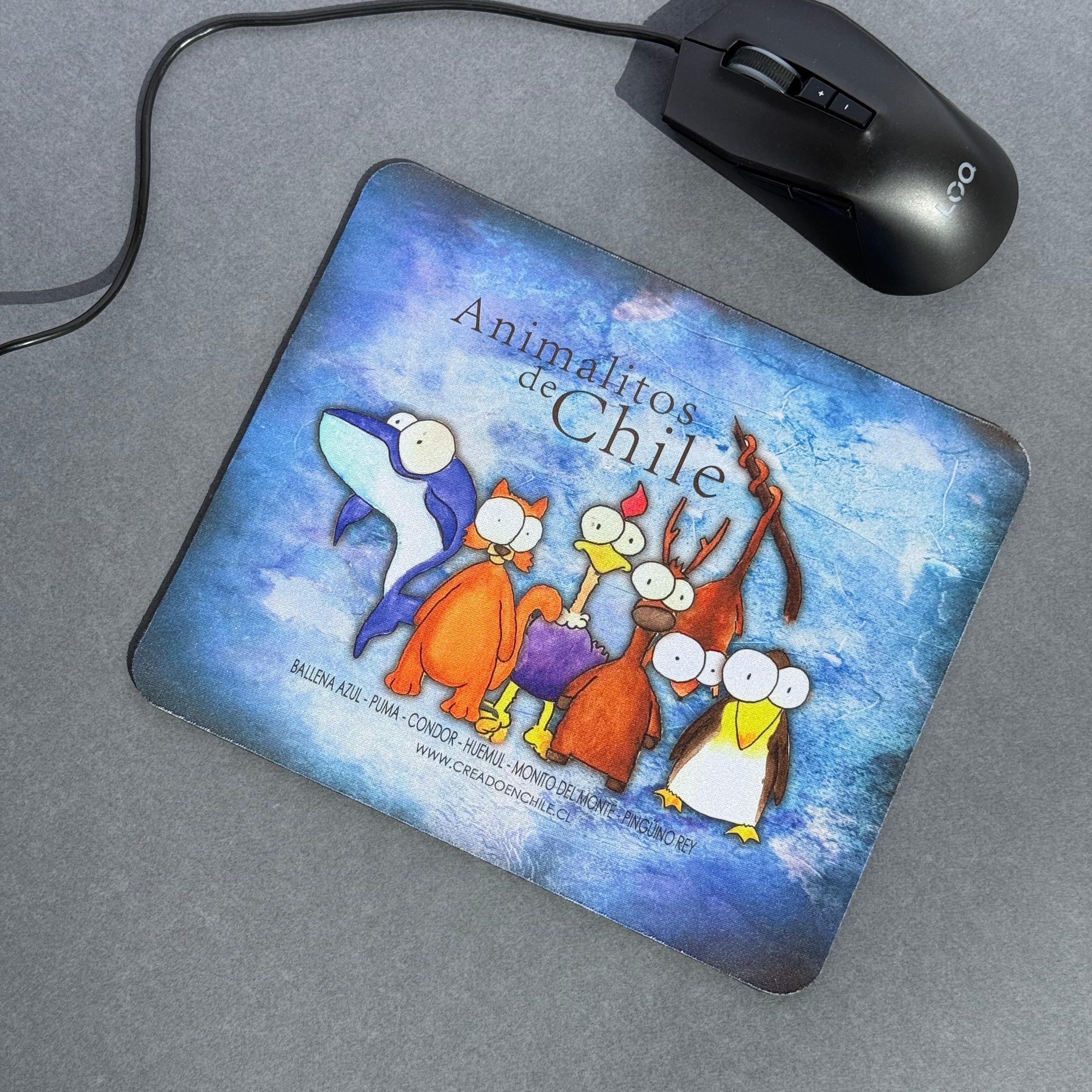 Mousepads de goma ilustrados - Animalitos de Chile - Creado en Chile