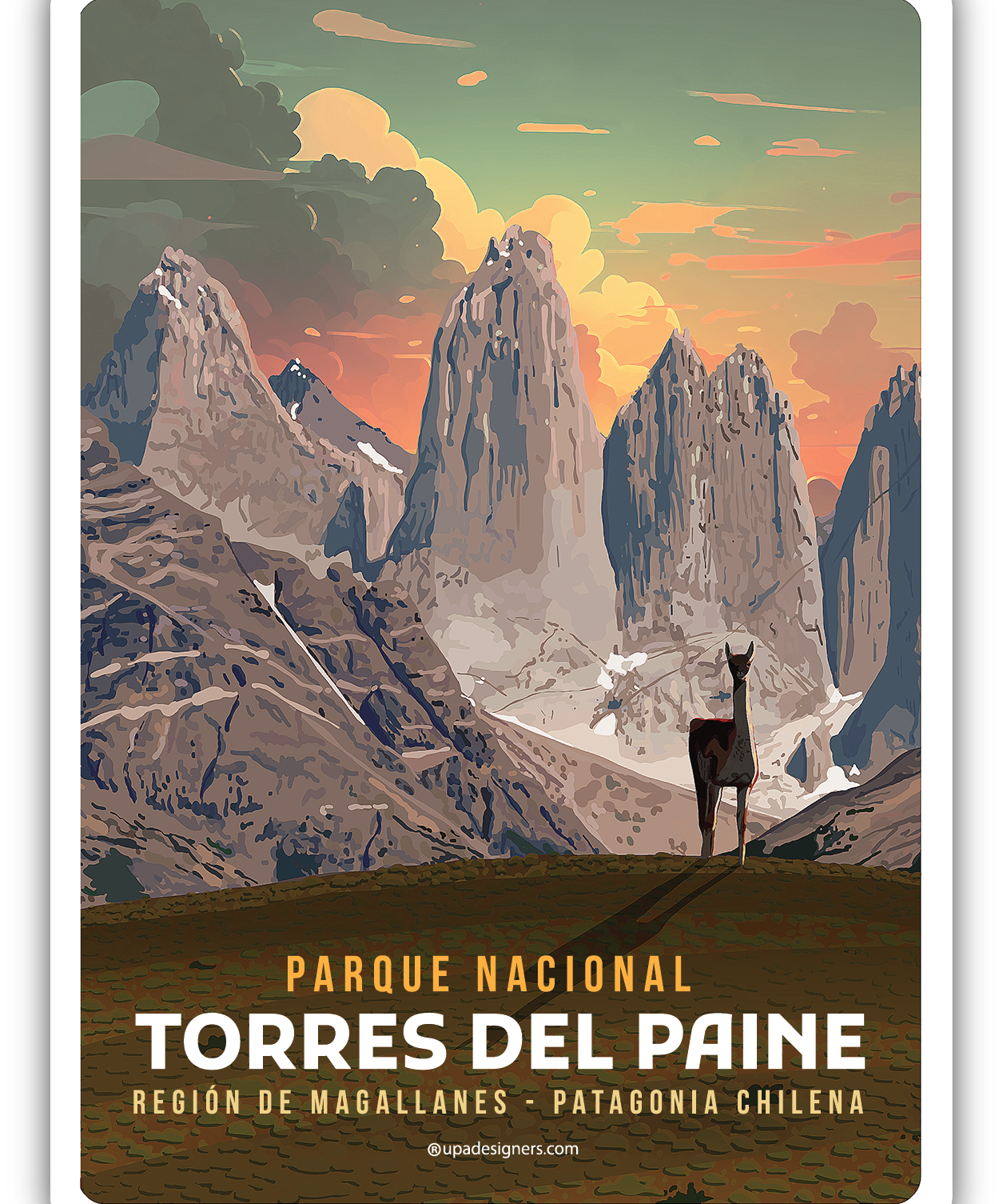 Sticker Mediano Torres del Paine - Creado en Chile