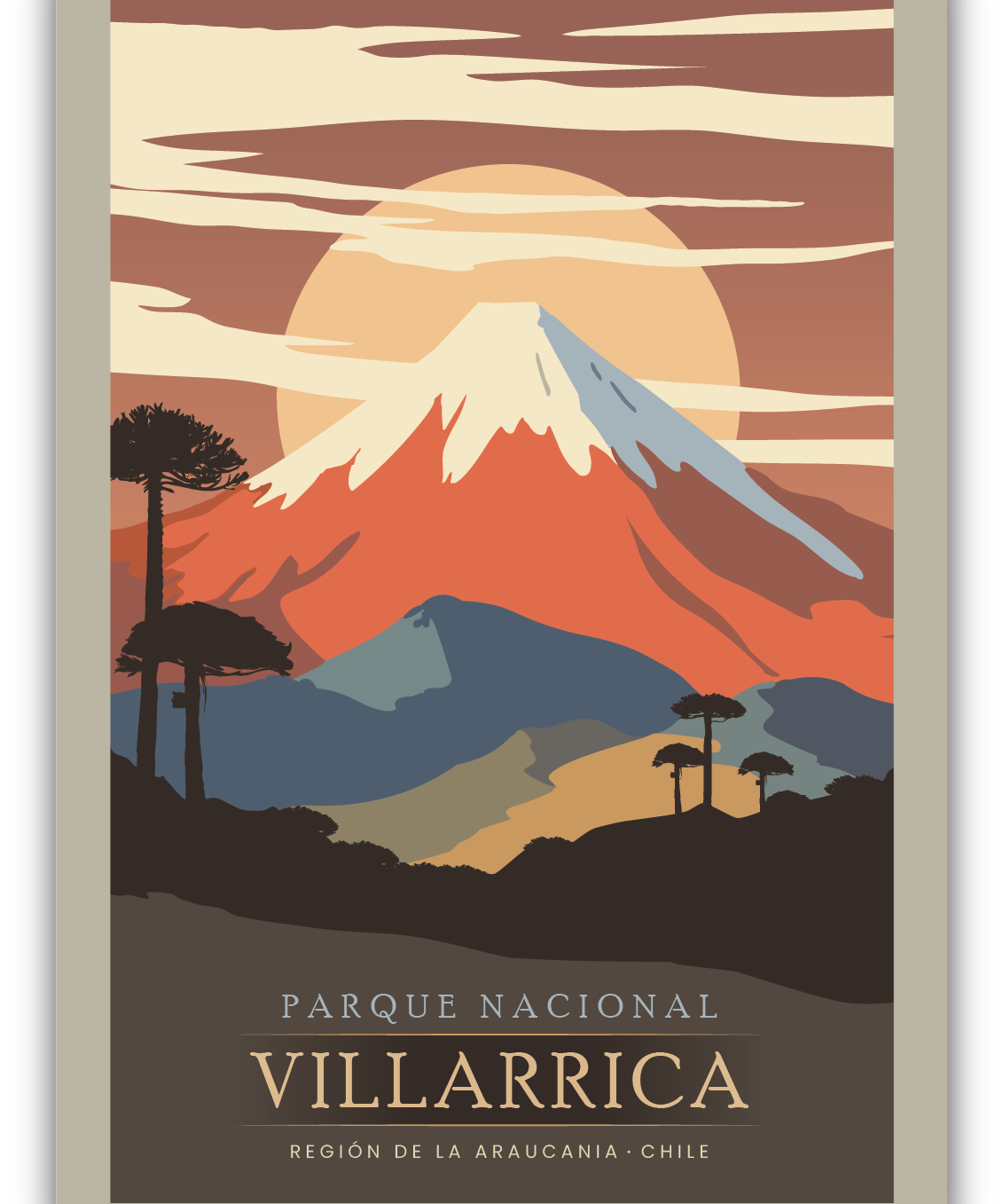 Sticker Mediano PN Villarrica - Creado en Chile