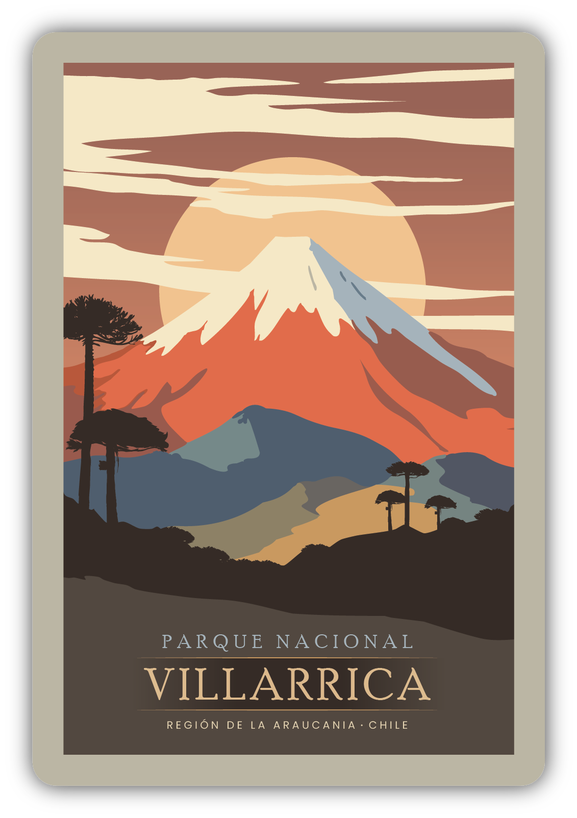 Sticker Mediano PN Villarrica - Creado en Chile