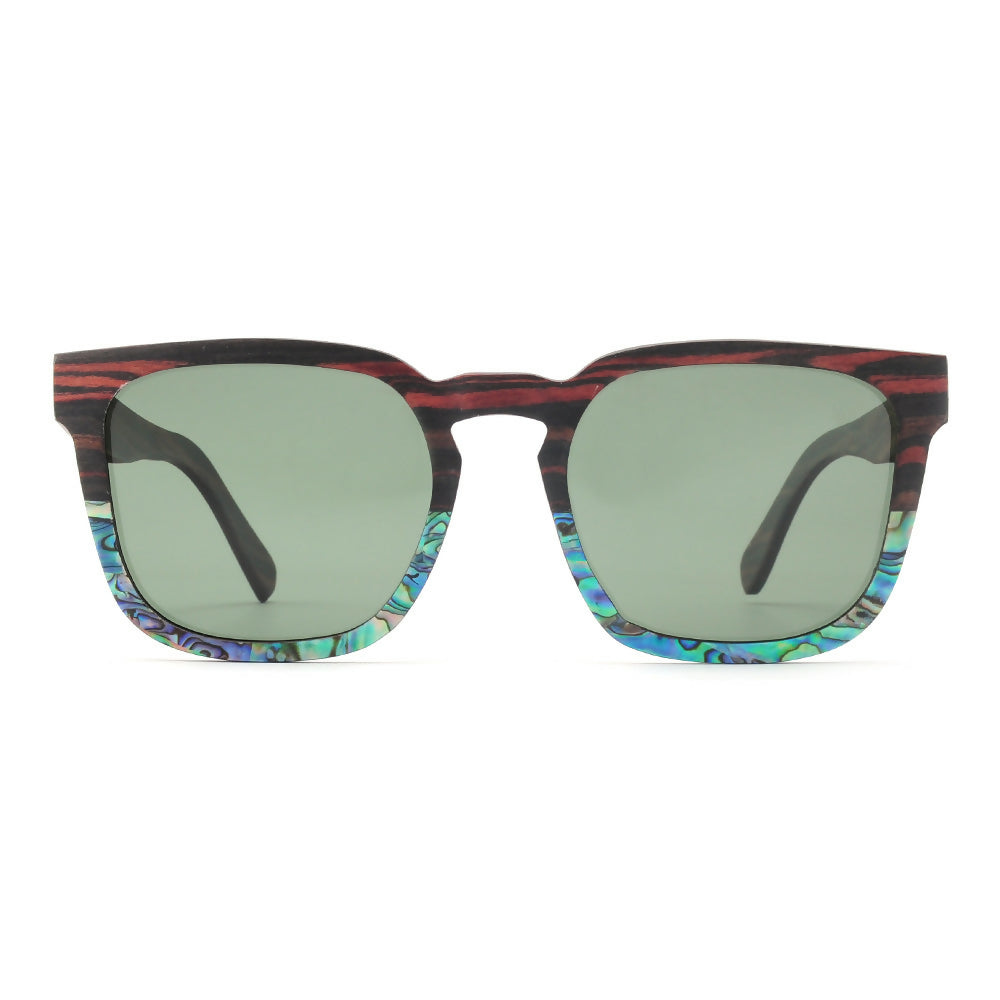 ANTEOJOS DE SOL LENZI MODELO TAHITI MADERA EBANO - CONCHA PERLA