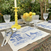 Set de Individuales Toile de Jouy Azul - Linet Natural,