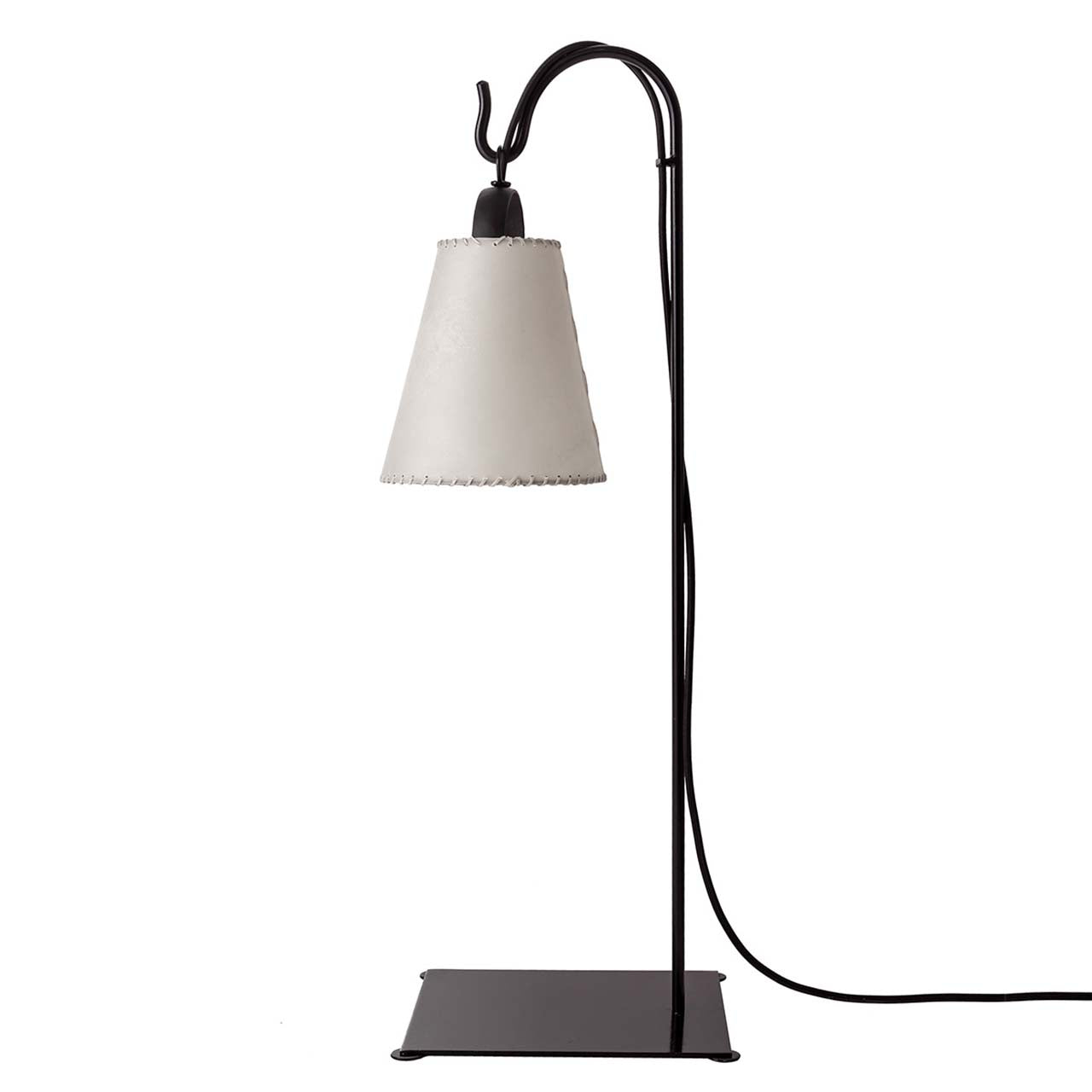 Lámpara Cencerro Pergamino Base Fierro Mesa (75cms de alto)