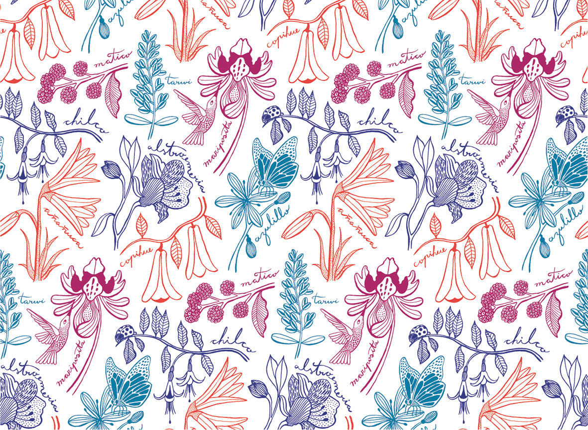 Set  32 individuales de papel Flora y Fauna chilena I