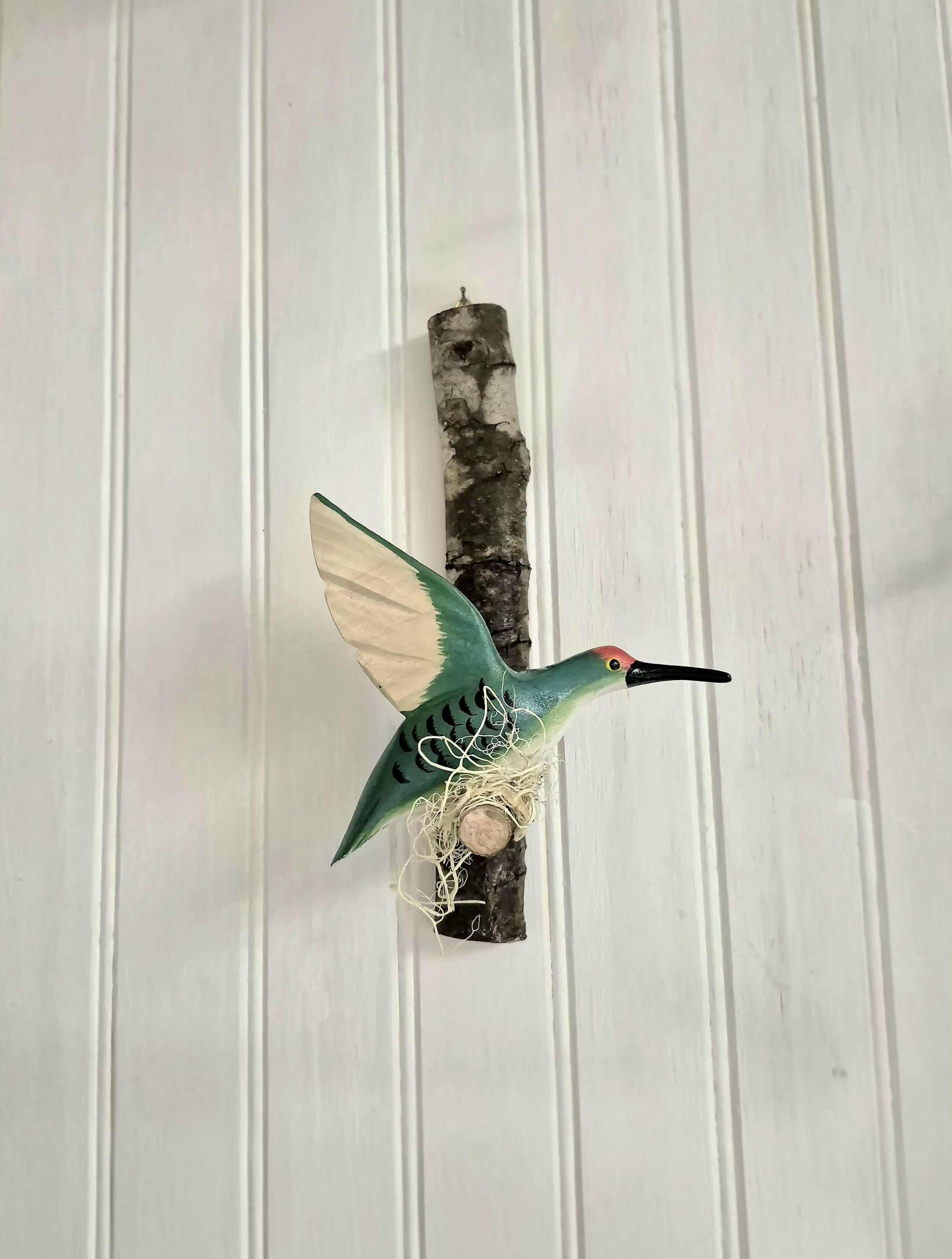 Pájaro tallado Colibrí verde