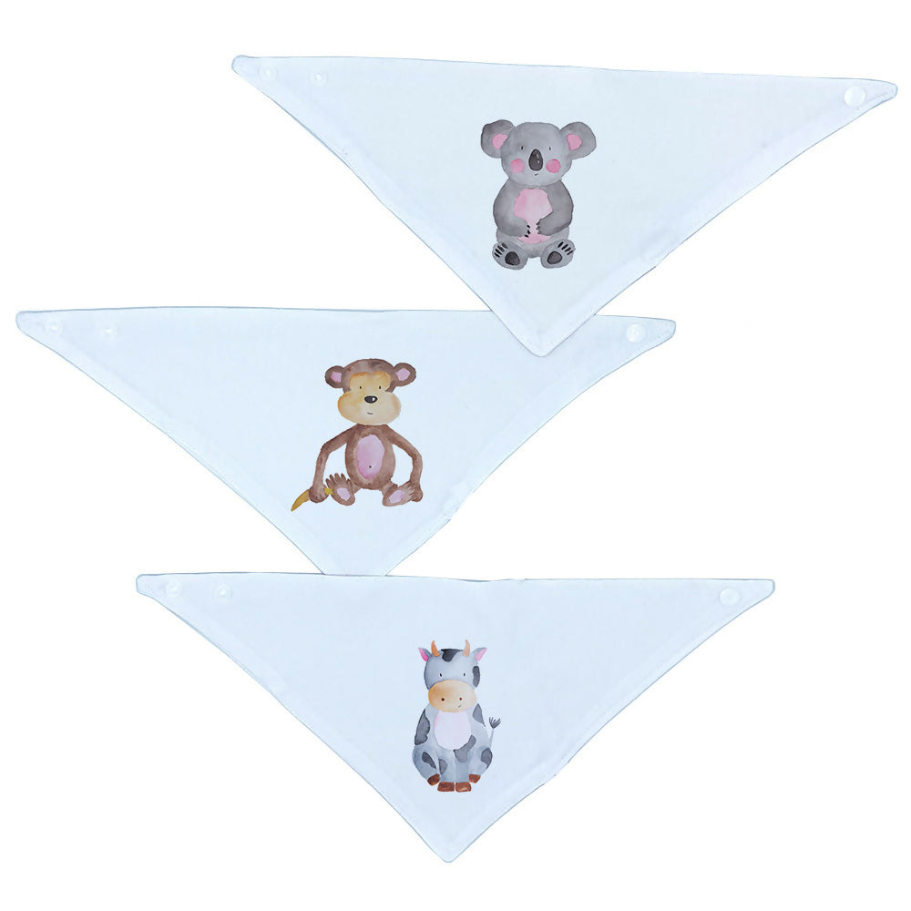 Set 3 Baberos – Bandanas Animales Acuarela
