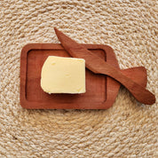 mantequillera con mango al centro con cuchillo madera