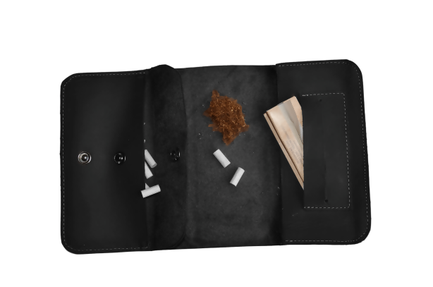 Tabaquera de Cuero Cowboy negro Hecha a mano Raiquen