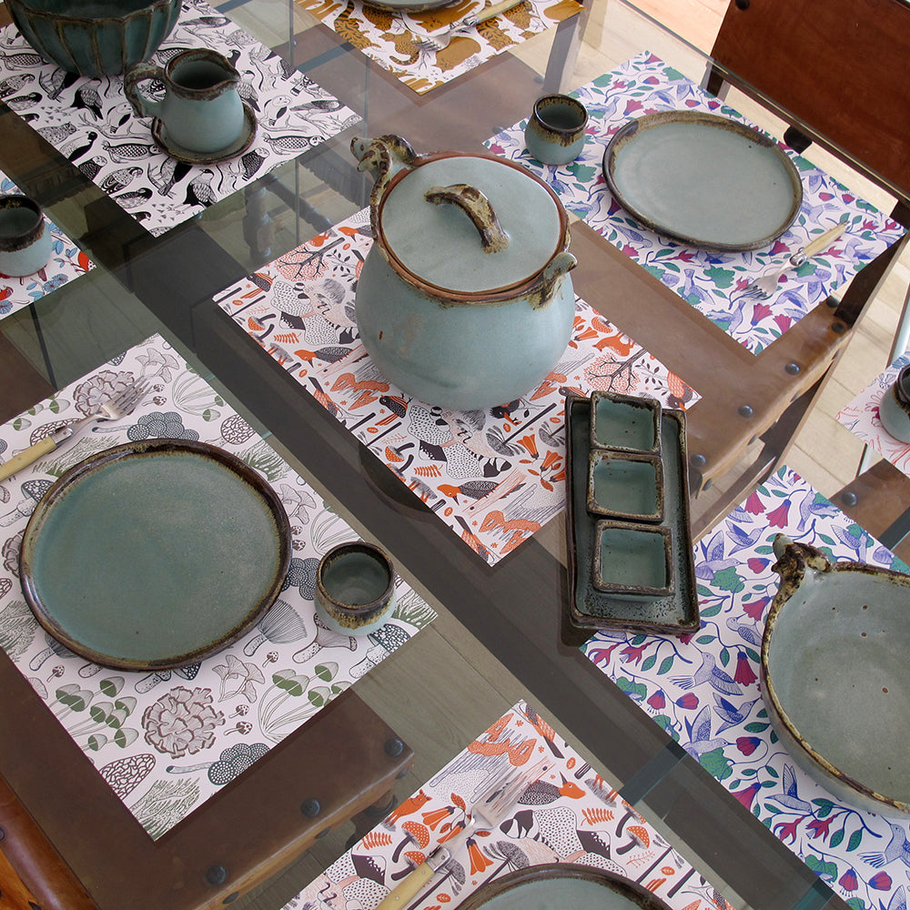 Set  32 individuales de papel Flora y Fauna chilena I