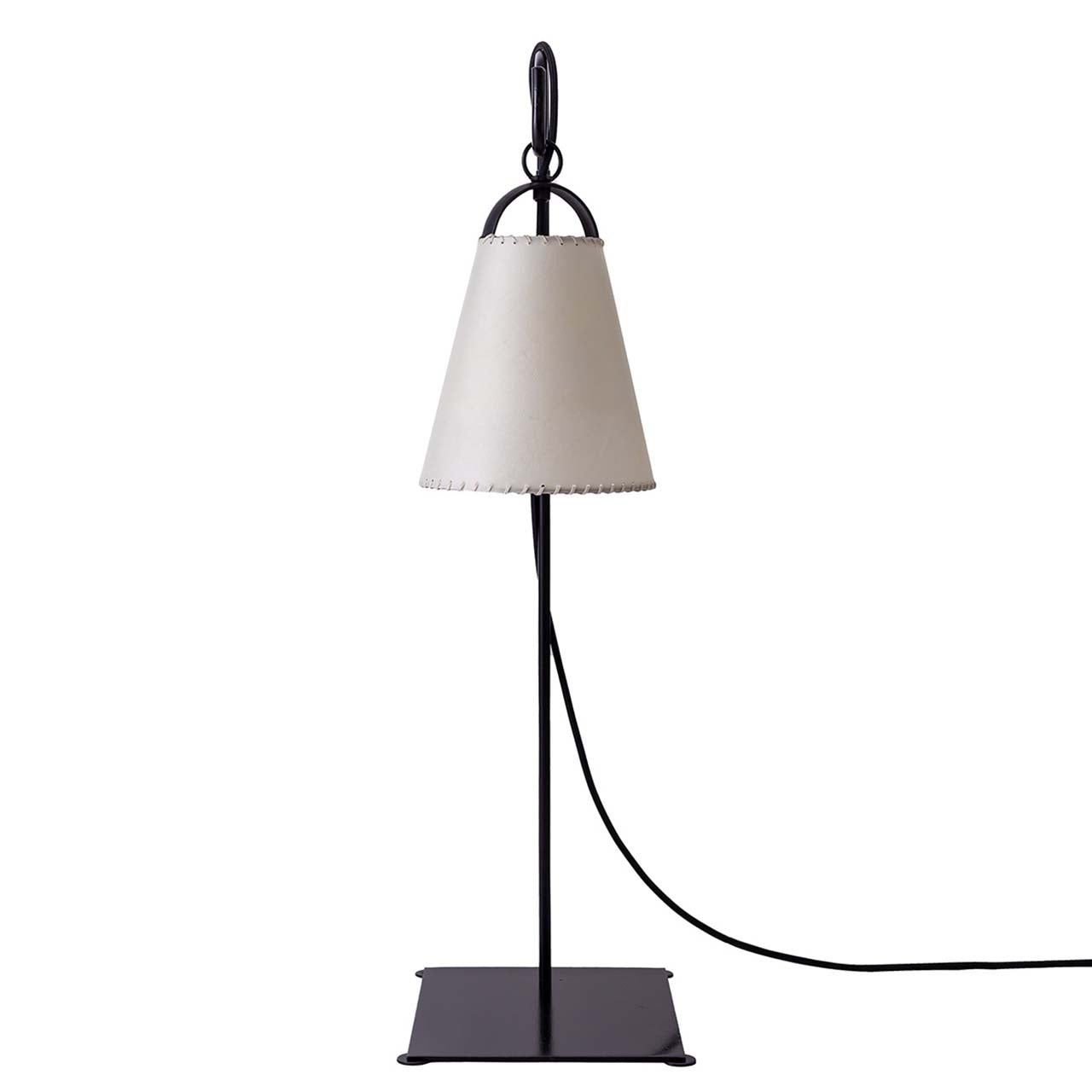 Lámpara Cencerro Pergamino Base Fierro Mesa (75cms de alto)