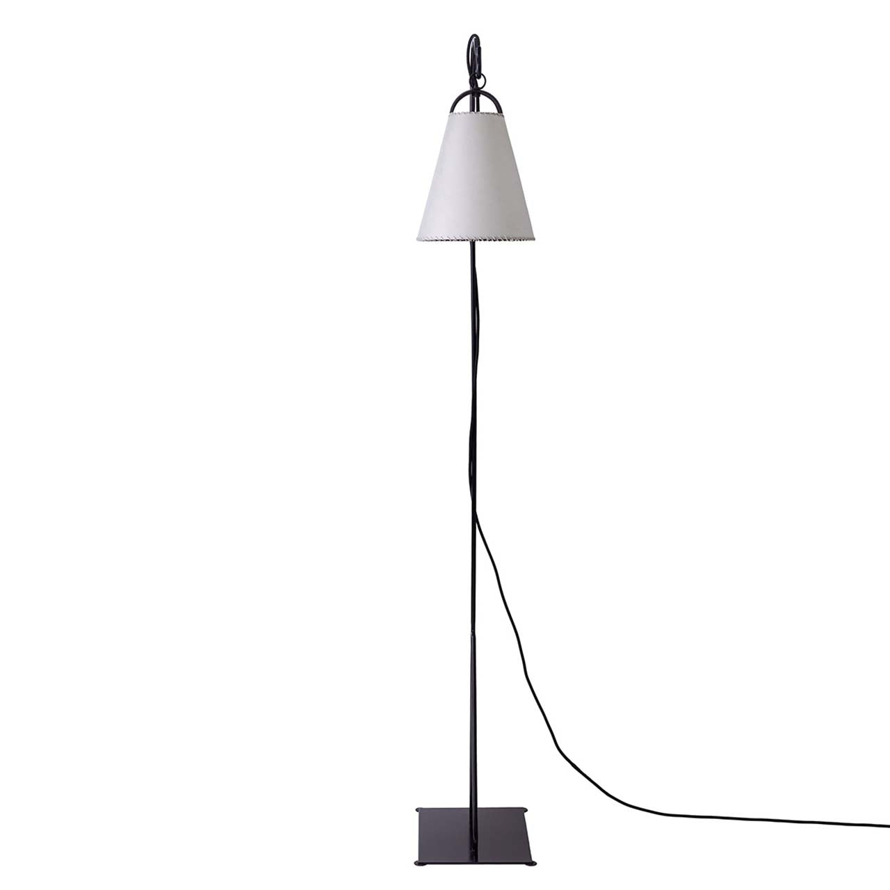 Lámpara Cencerro Pergamino Base Fierro Pie (160cms de alto)