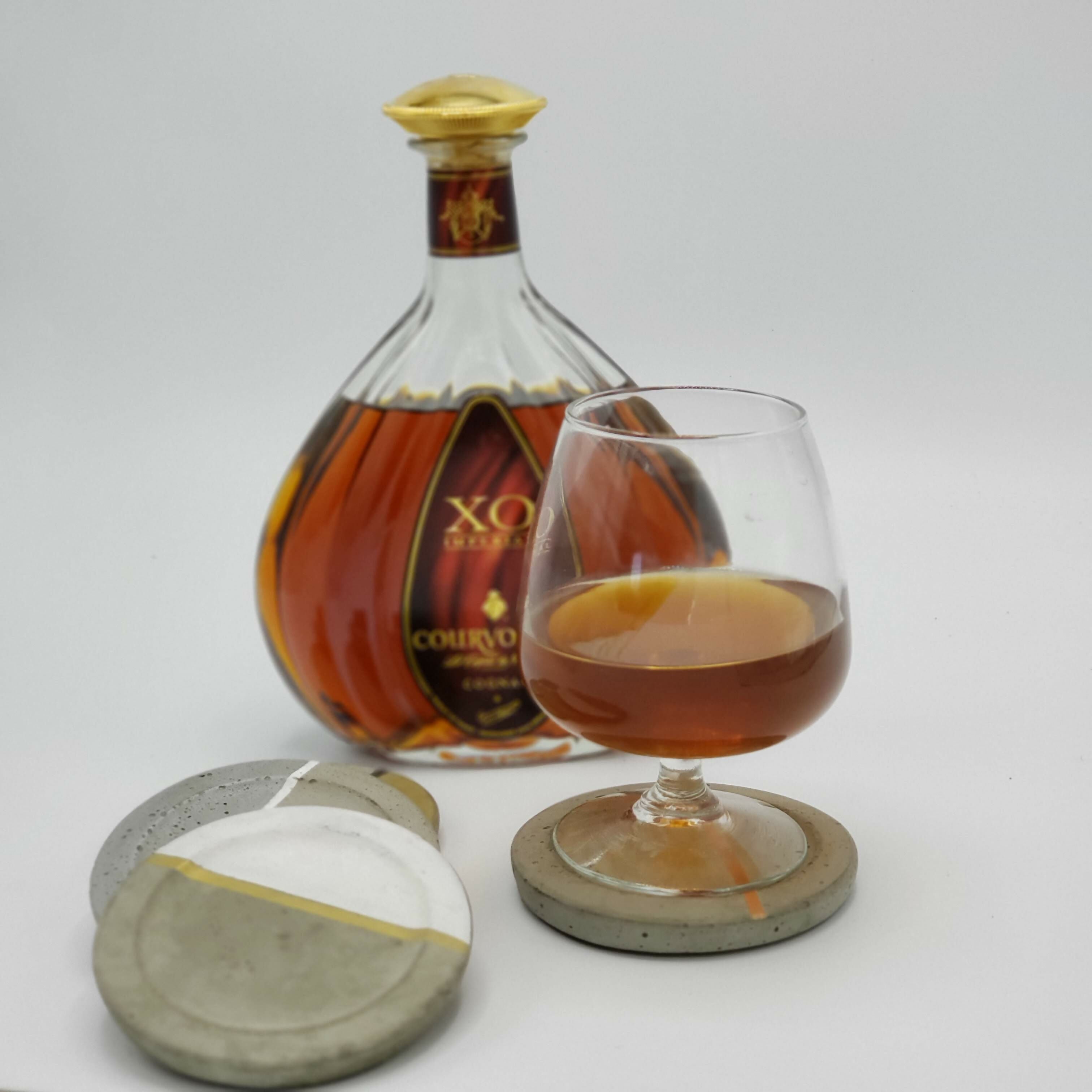 POSAVASOS HORMIGÓN BLANCO/ORO