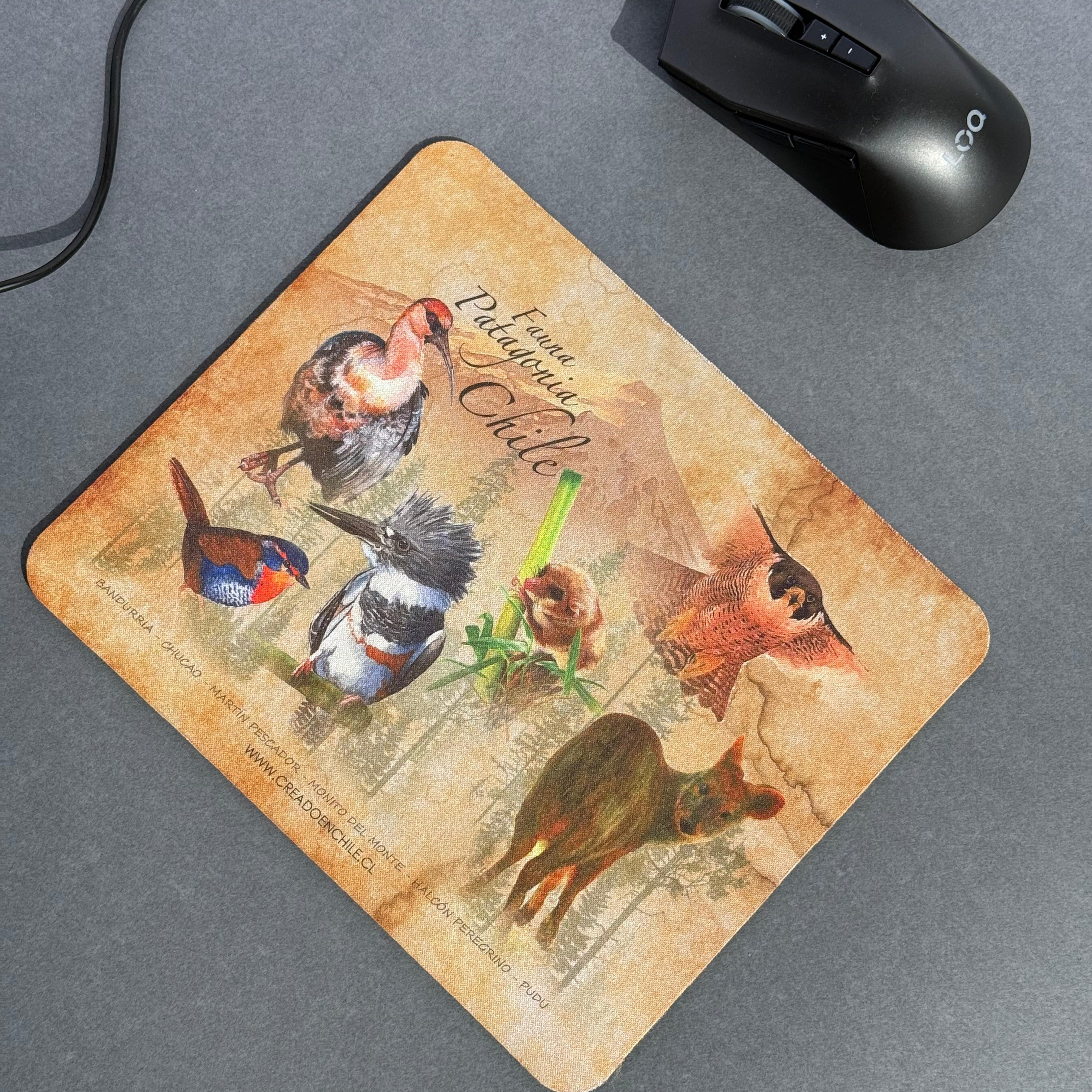 Mousepads de goma ilustrados - Fauna Patagónica - Creado en Chile