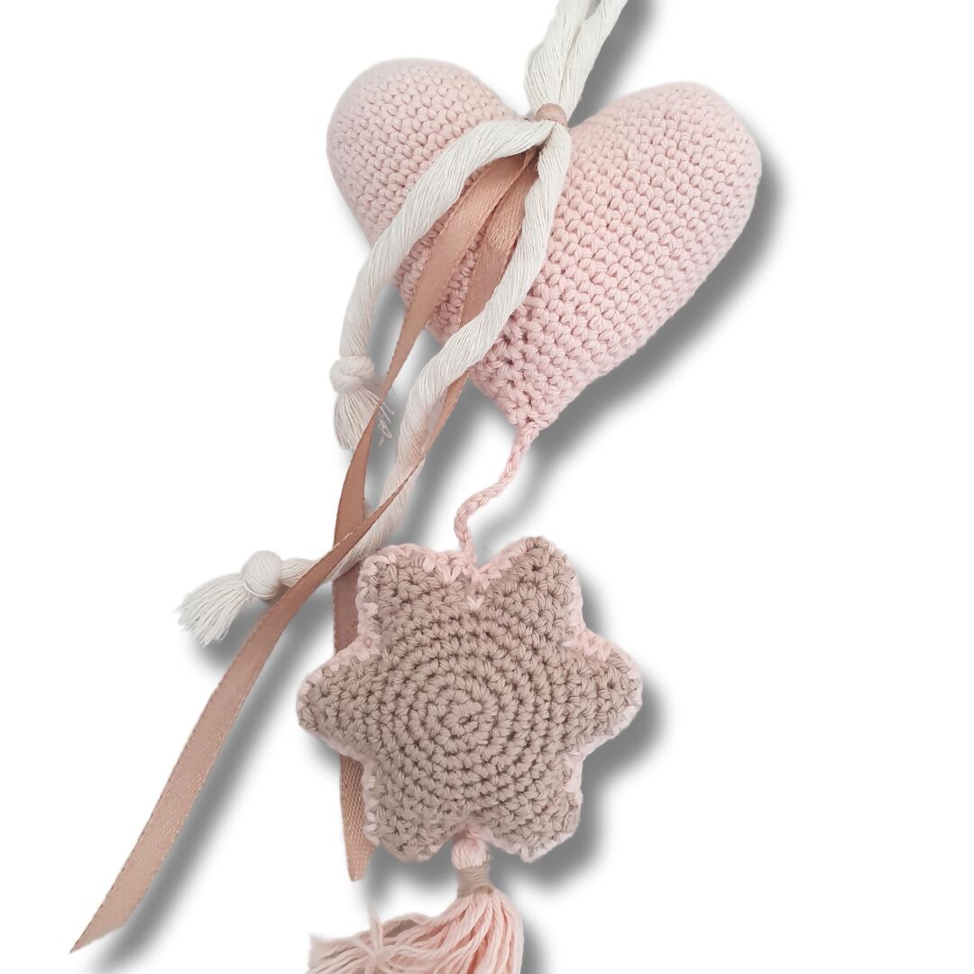 Cunero Corazón y Flor de Crochet