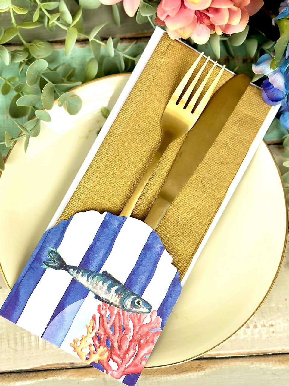 Porta Cubierto Pez Azul