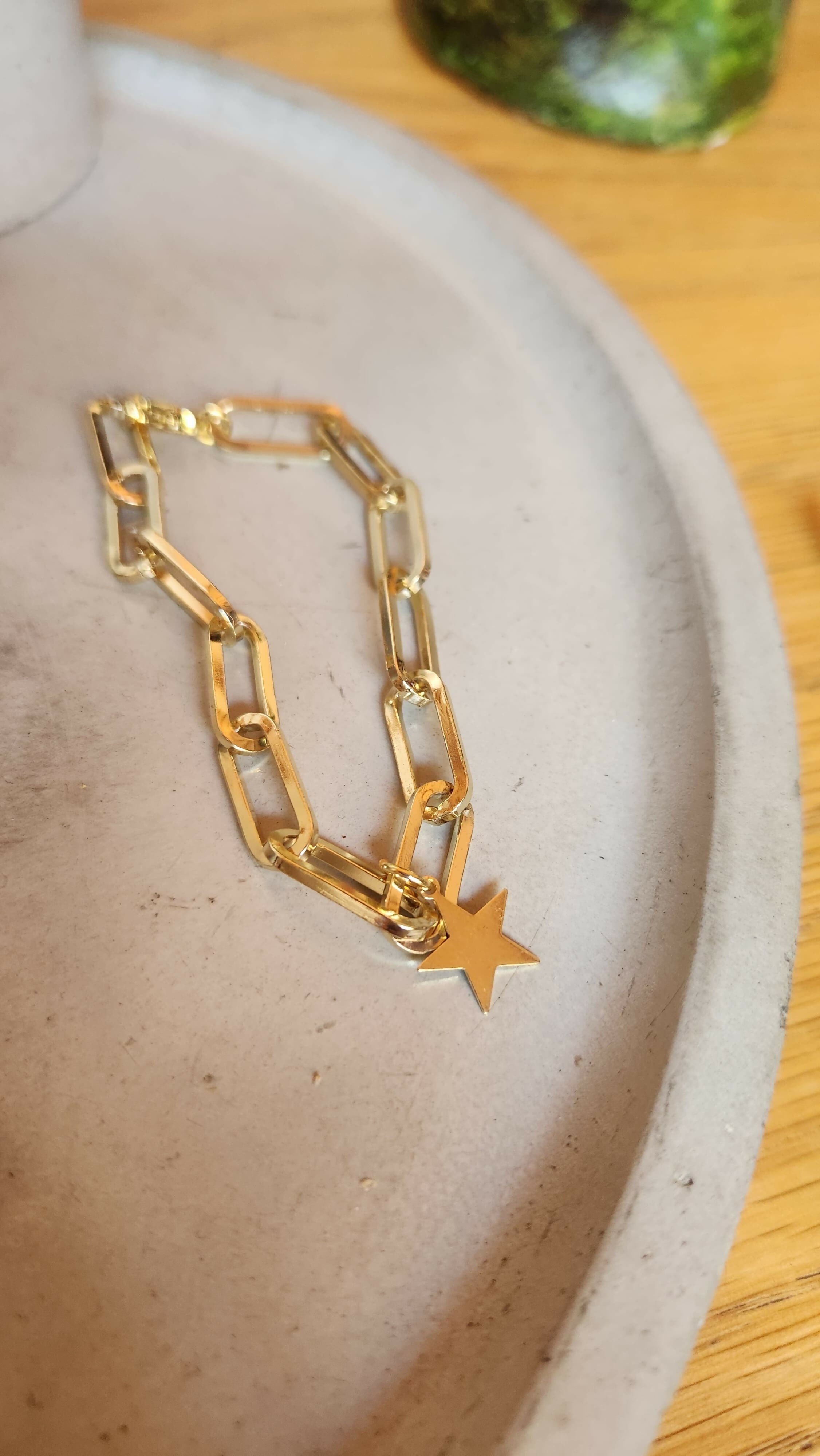 Pulsera eslabones con estrella baño oro