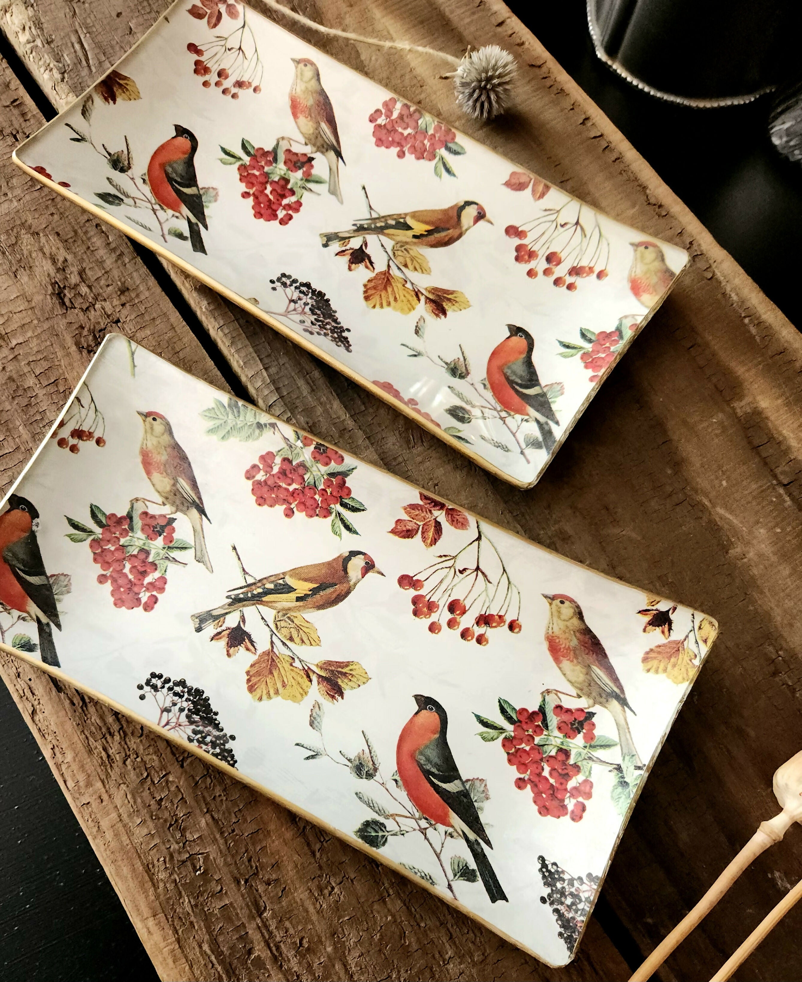 Bandeja Rectangular diseño aves y berries