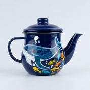 Tetera Enlozada Pintada a Mano - Diseño: Ballena Azul (500cc)