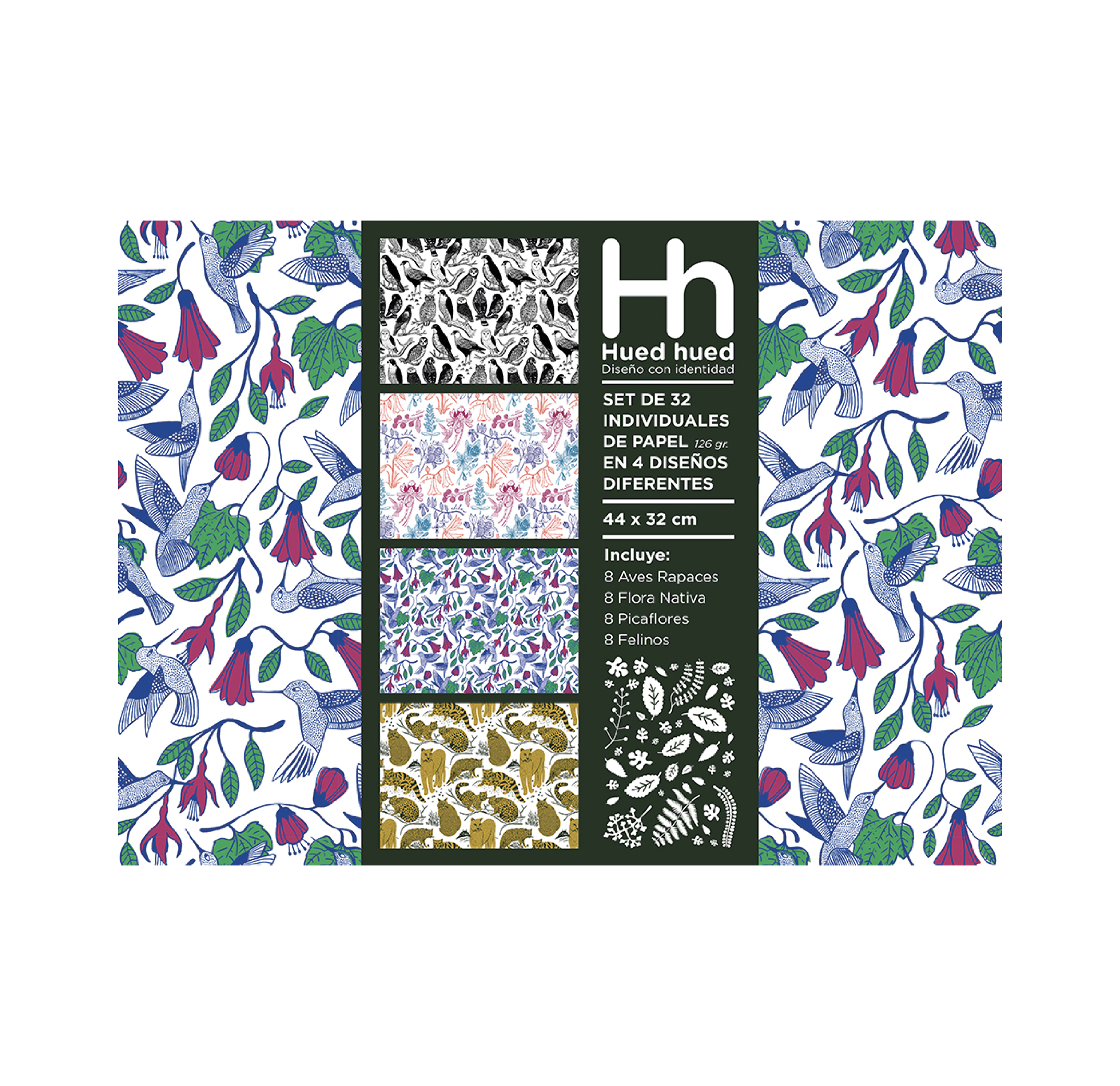 Set  32 individuales de papel Flora y Fauna chilena I