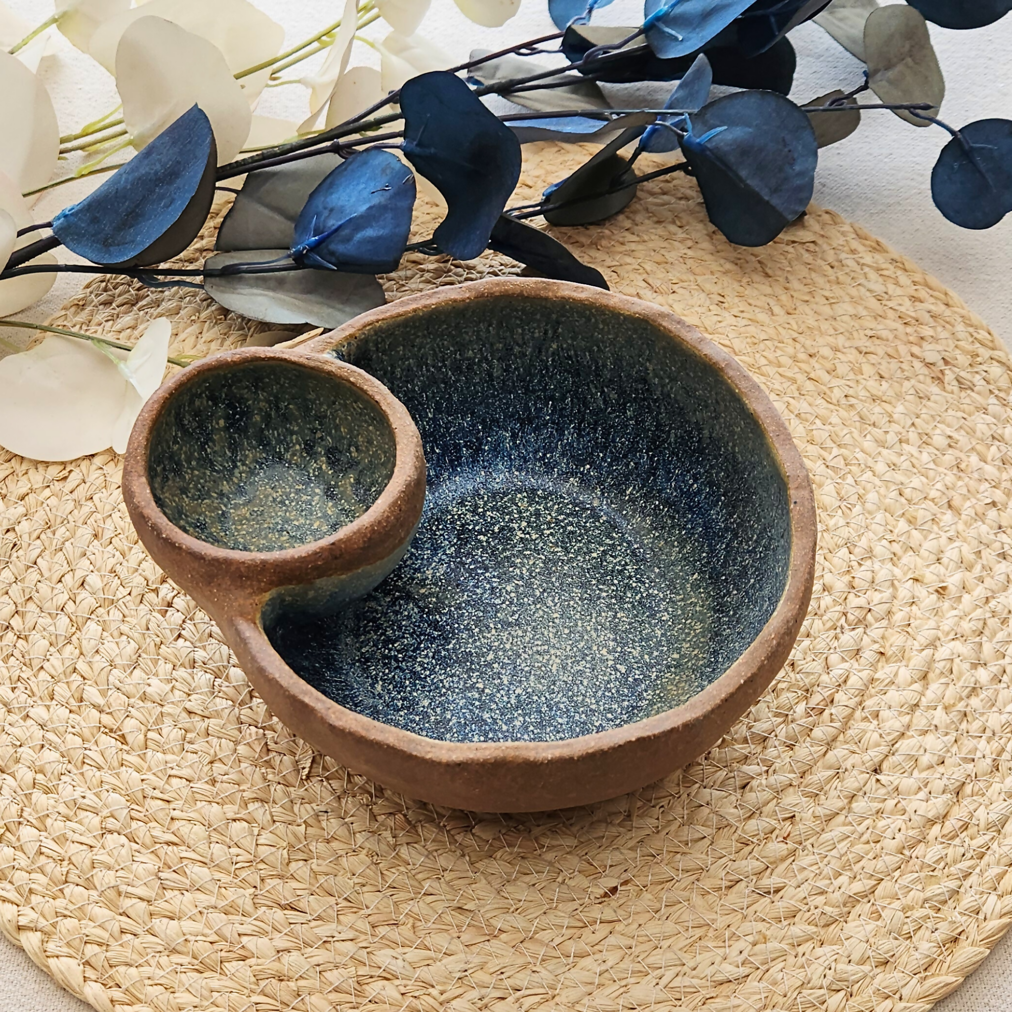 Porta Aceitunas Azul Matizado