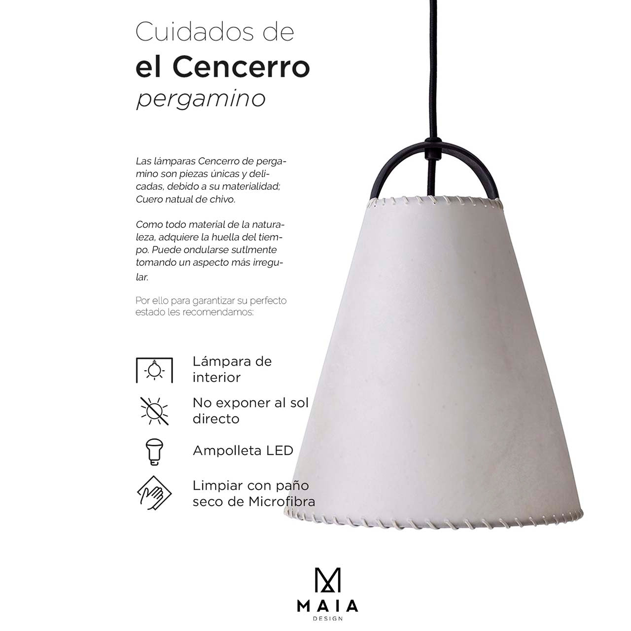 Lámpara Cencerro Pergamino Base Fierro Mesa (75cms de alto)