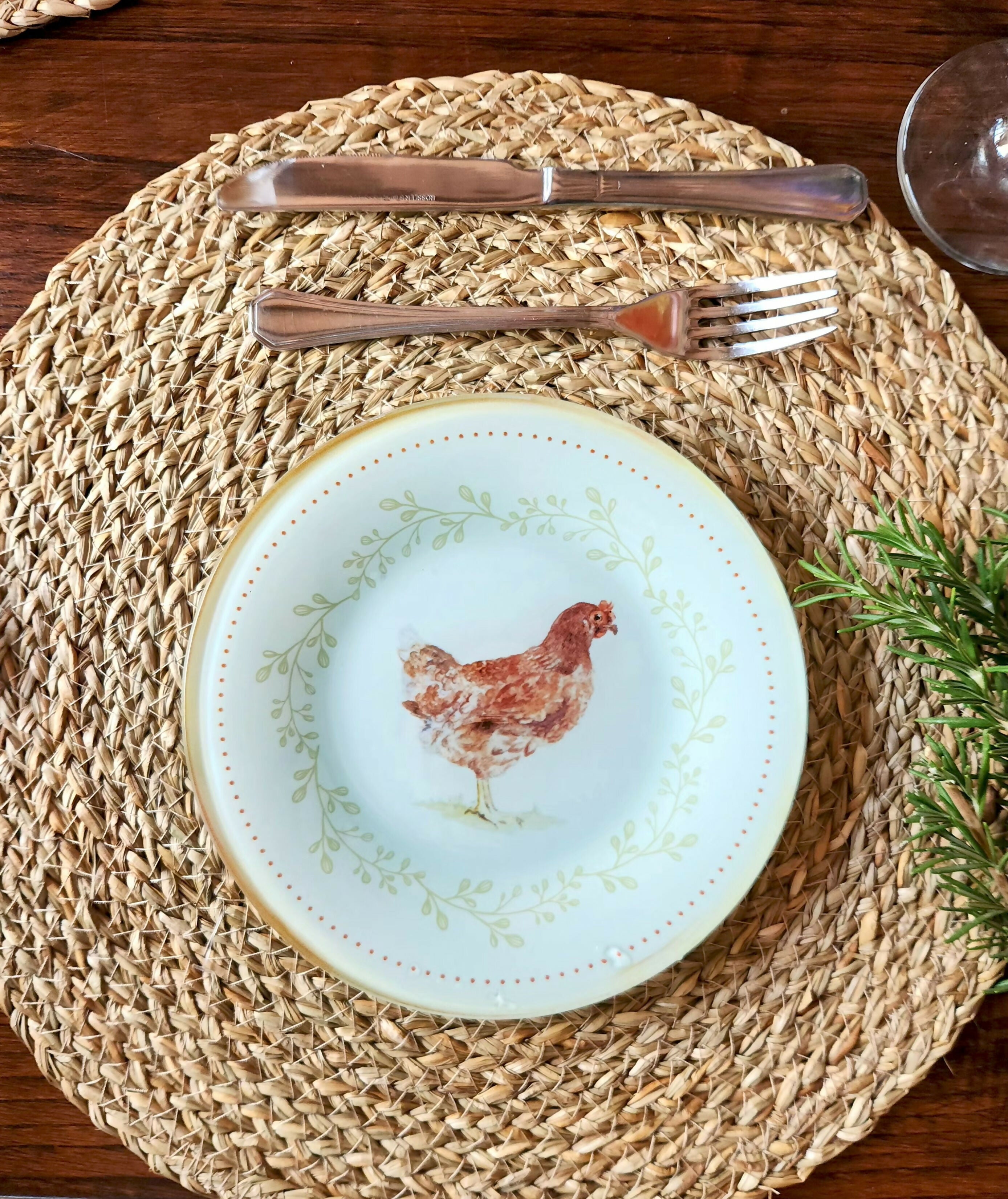 Plato de postre diseño gallina 19cm