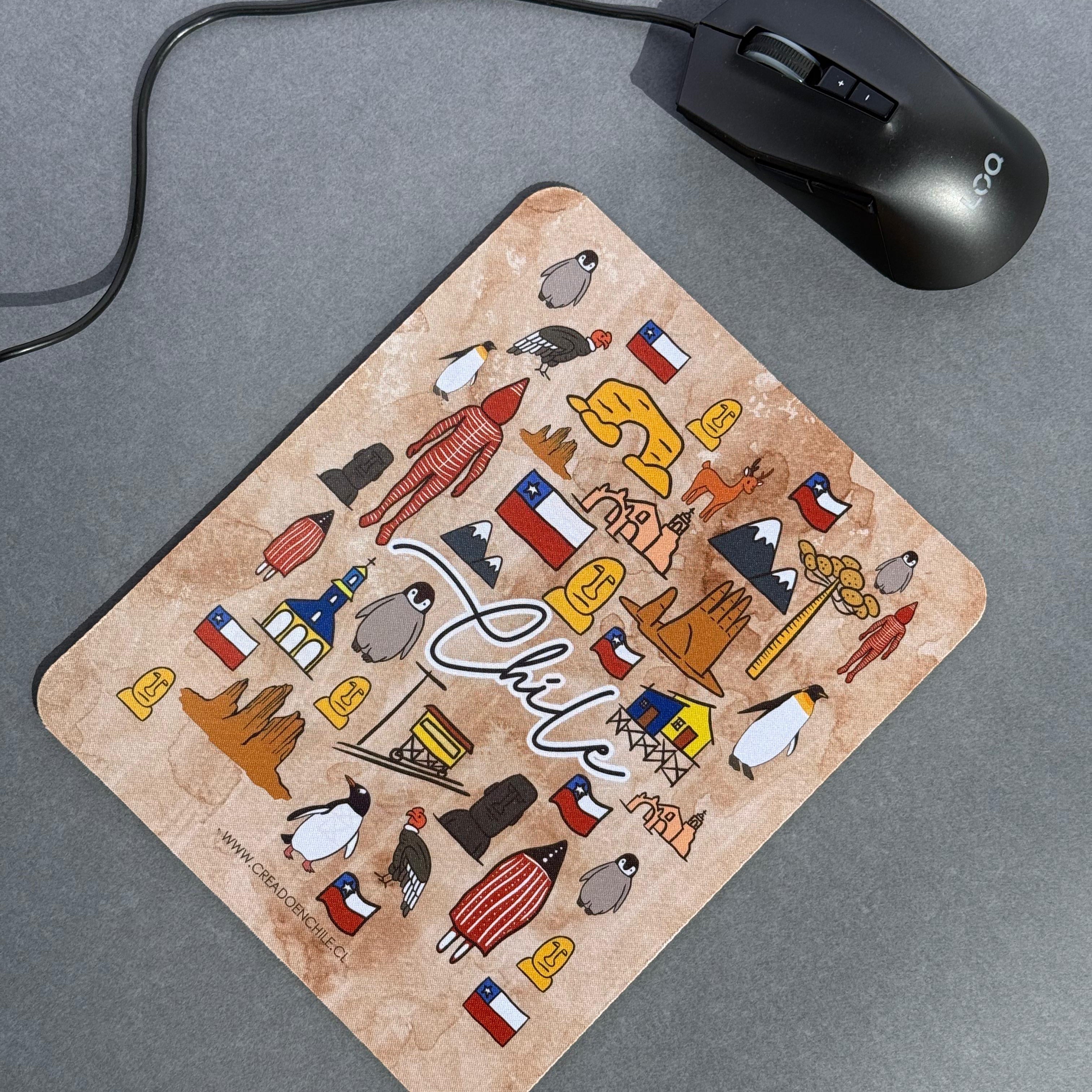 Mousepads de goma ilustrados - Íconos de Chile - Creado en Chile