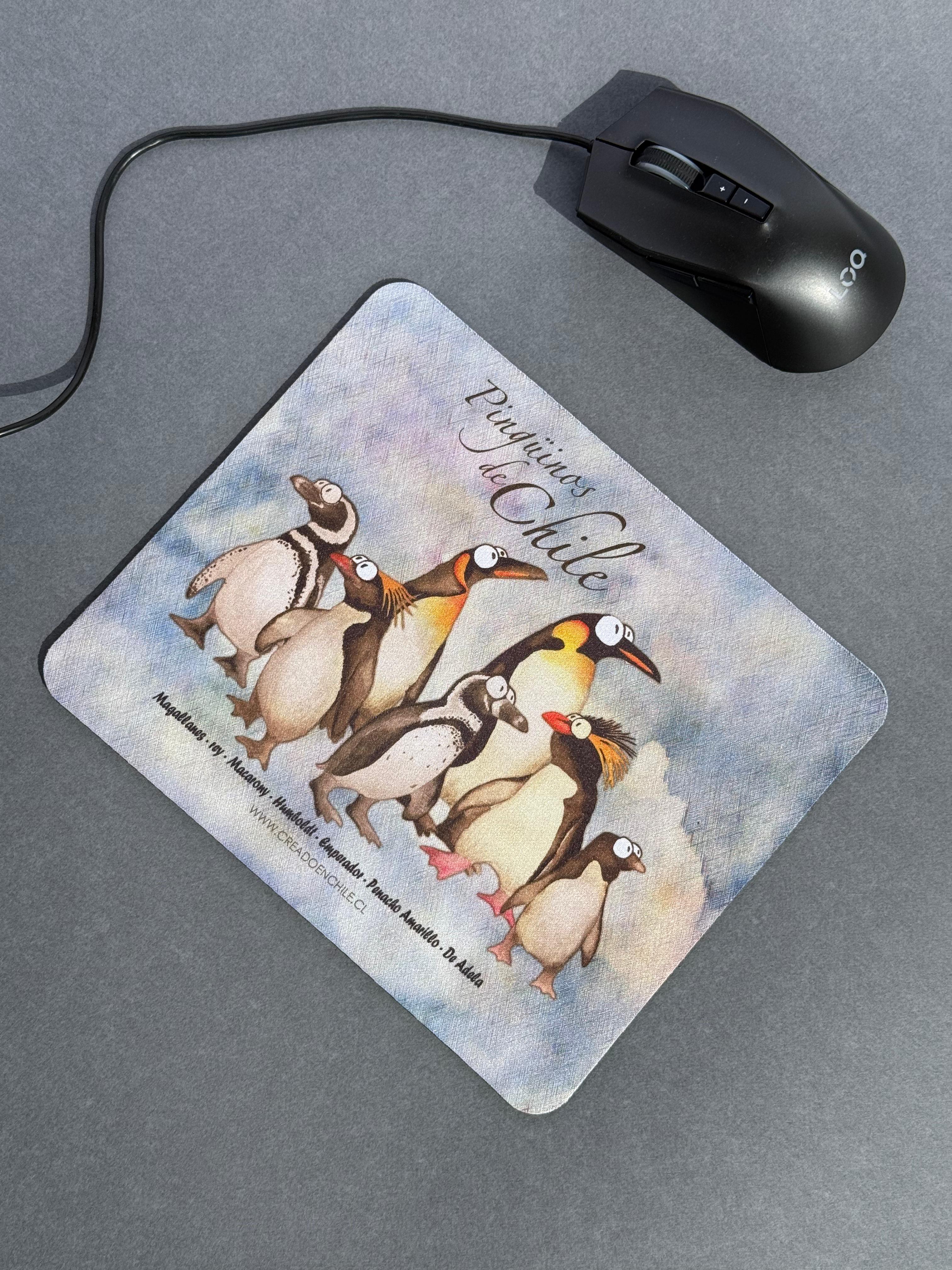 Mousepads de goma ilustrados - Pingüinos de Chile