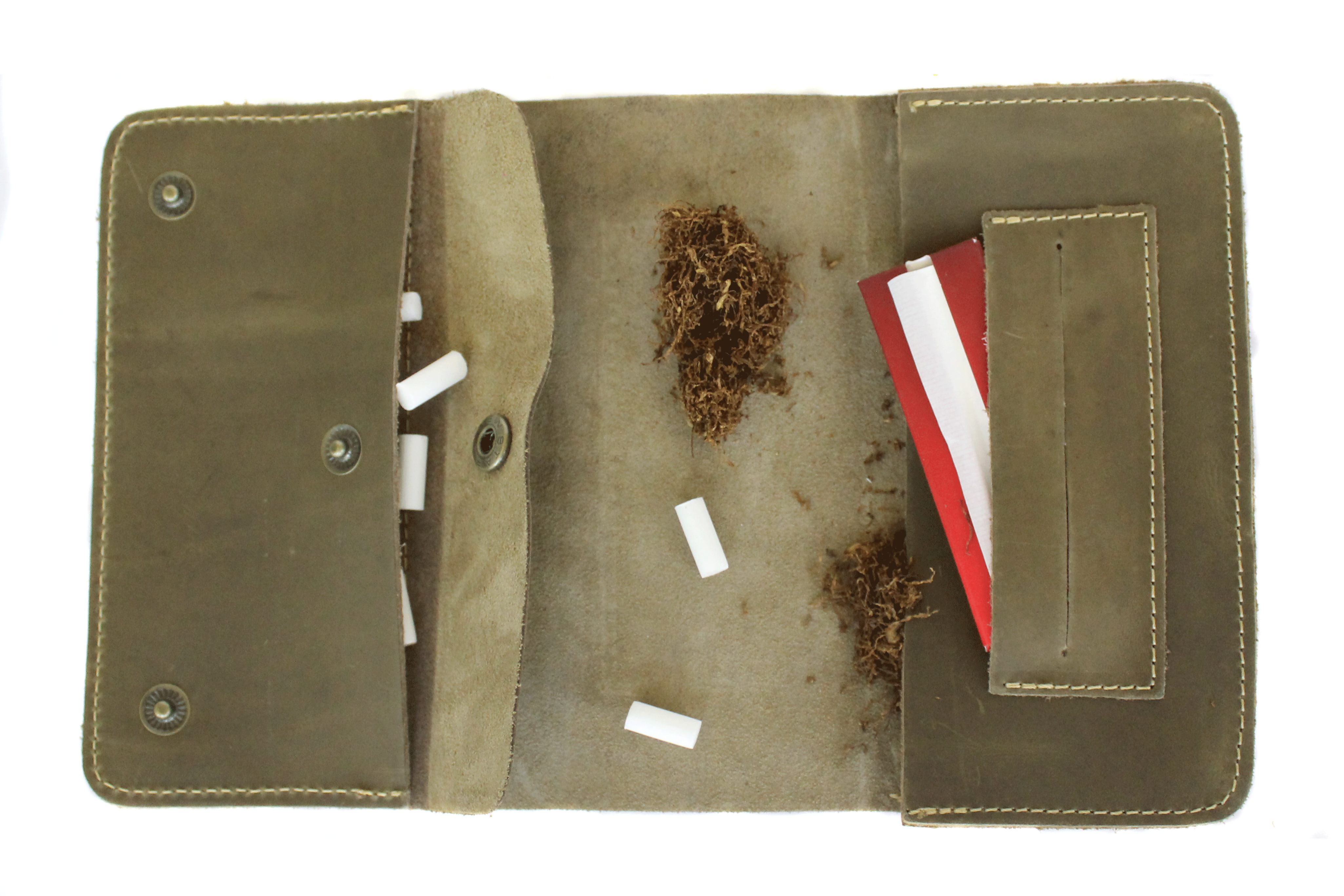 Tabaquera de Cuero Cowboy verde Hecha a mano Raiquen