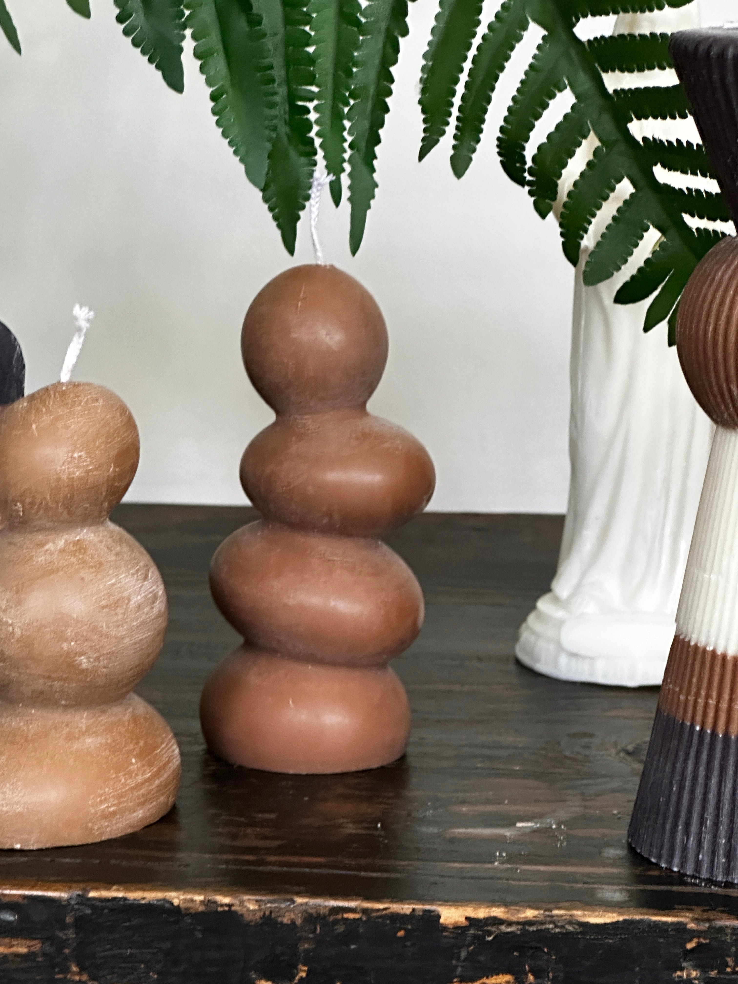 Velas Chanchitos Cafés, Set de 2 – Quinchamalí