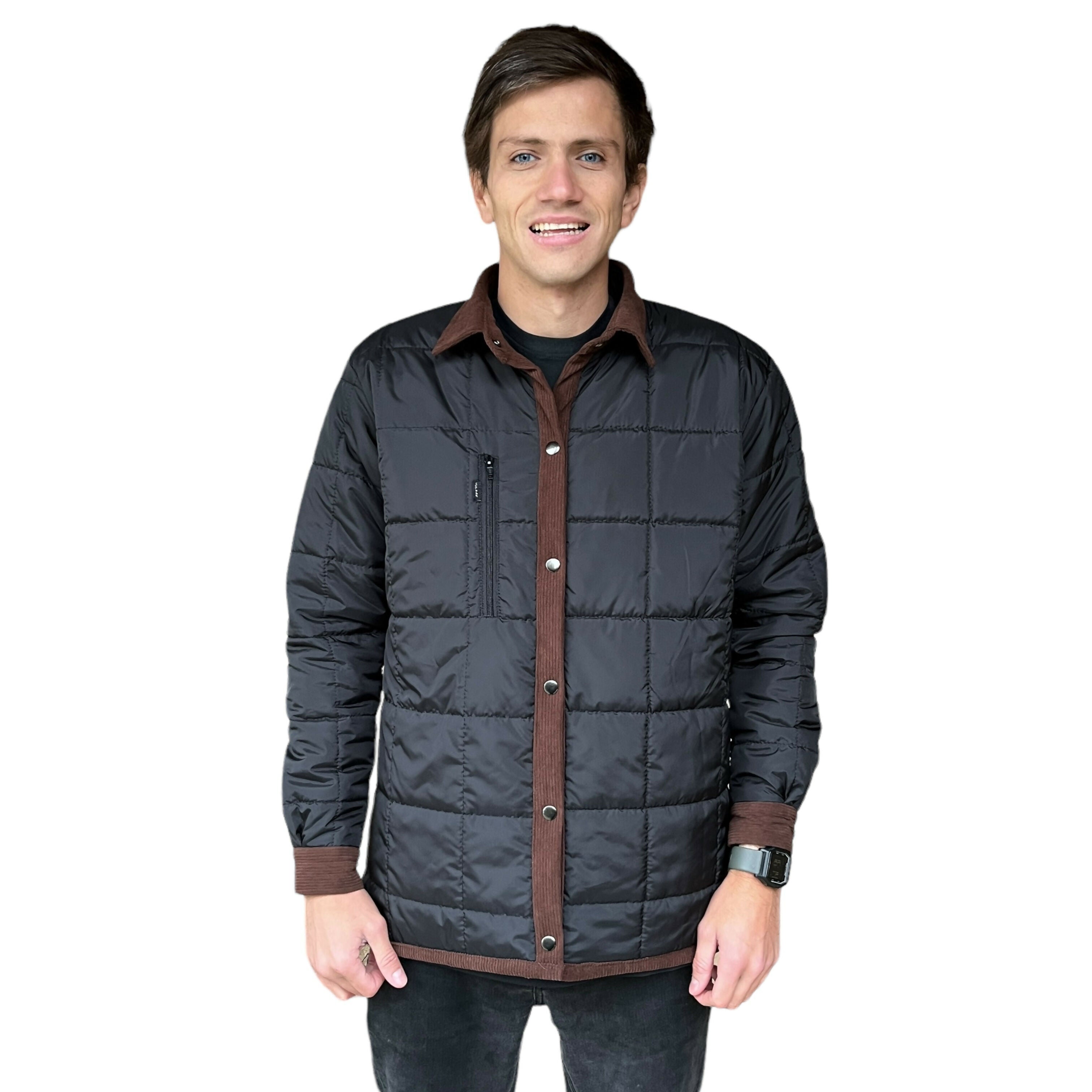 chaqueta reversible hombre café oscuro