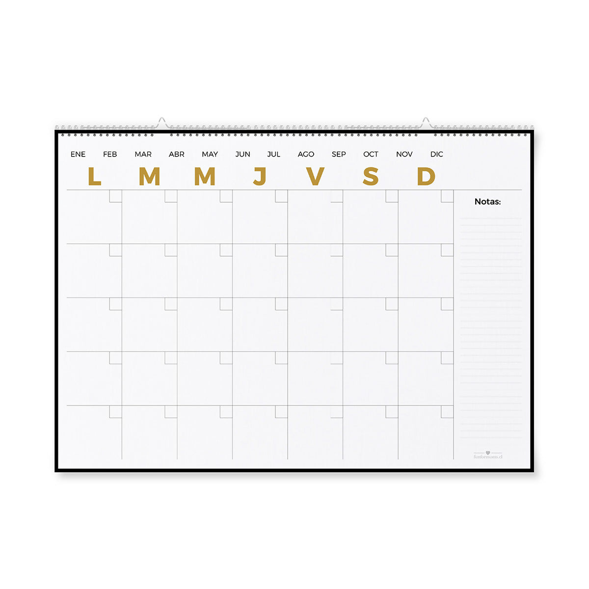 Calendario Negro/Dorado Gigante