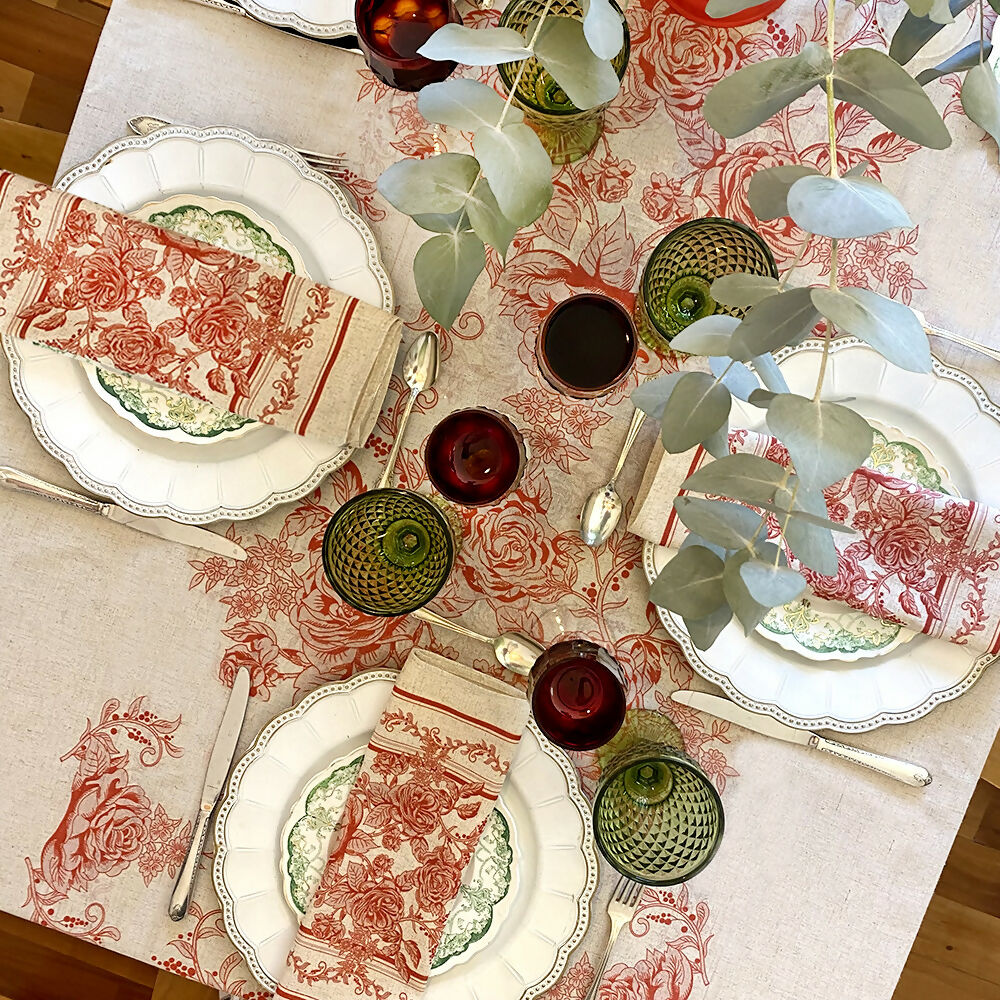 Set 4 Servilletas Toile Rojo