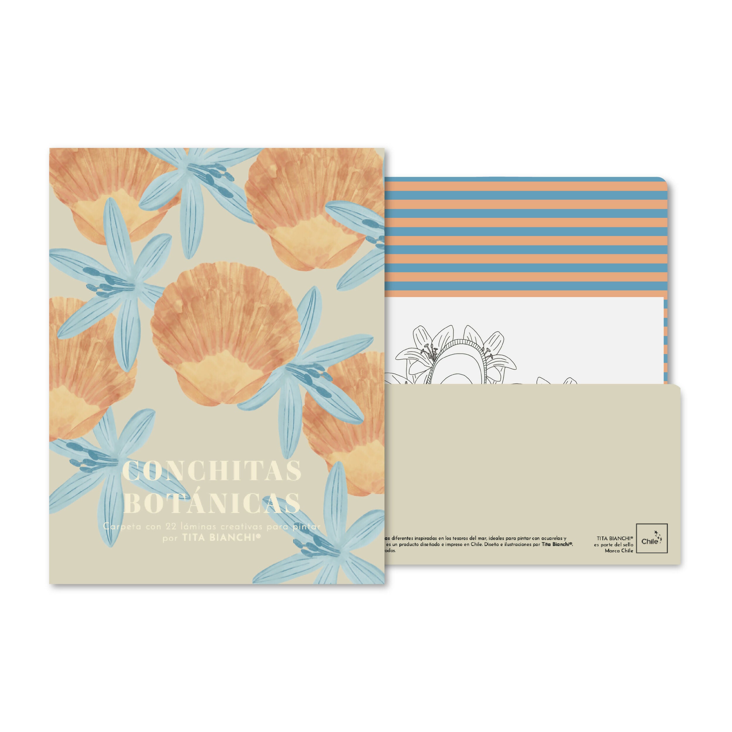 Carpeta Conchitas Botánicas con 22 láminas para pintar