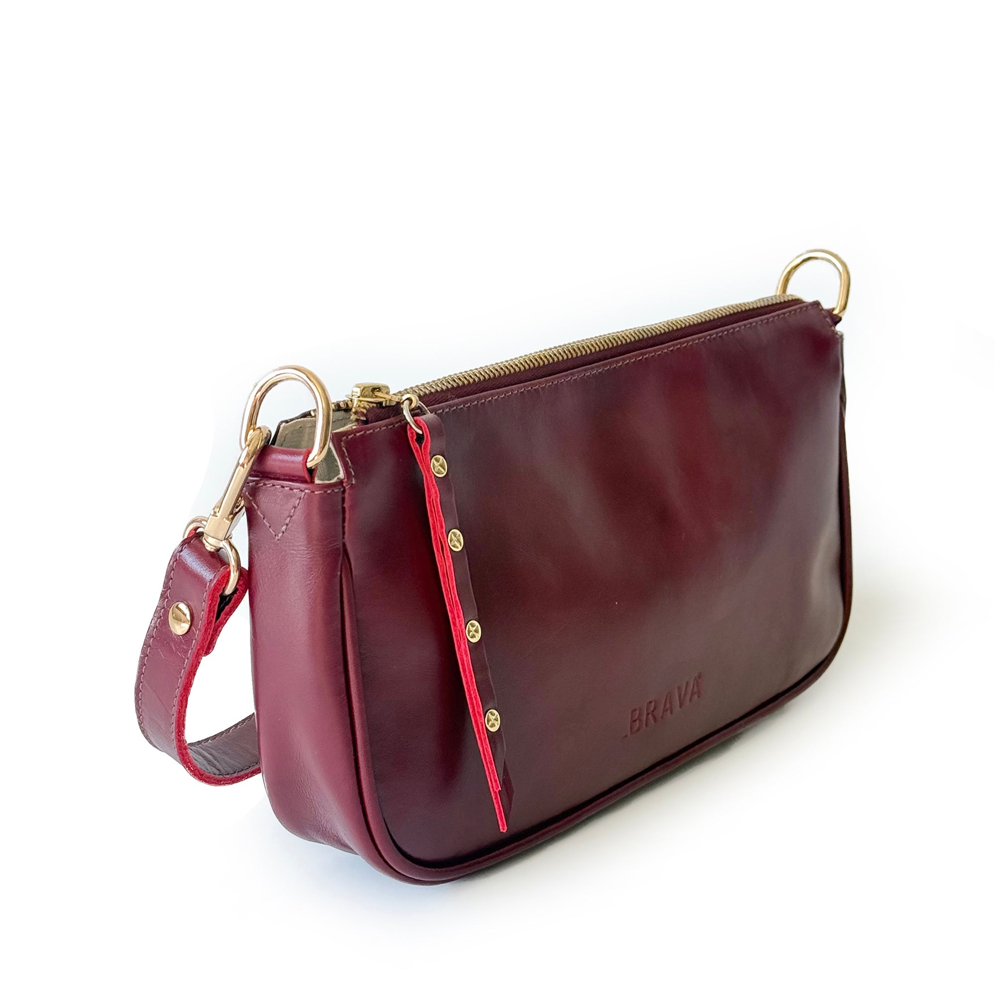 Cartera de cuero modelo AMANDA Burdeos