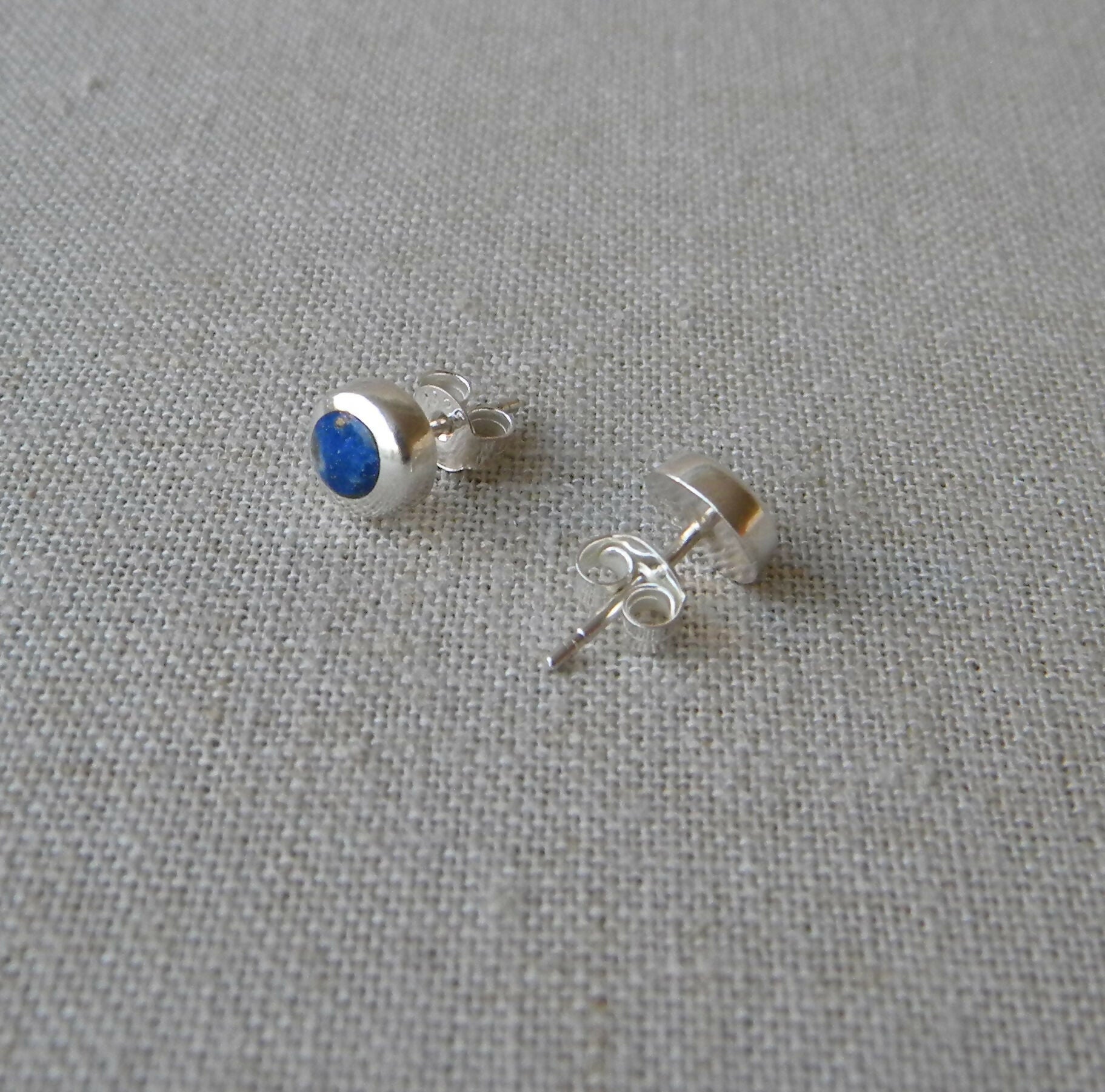 AROS PLATA LAPISLÁZULI BOTÓN CHICO
