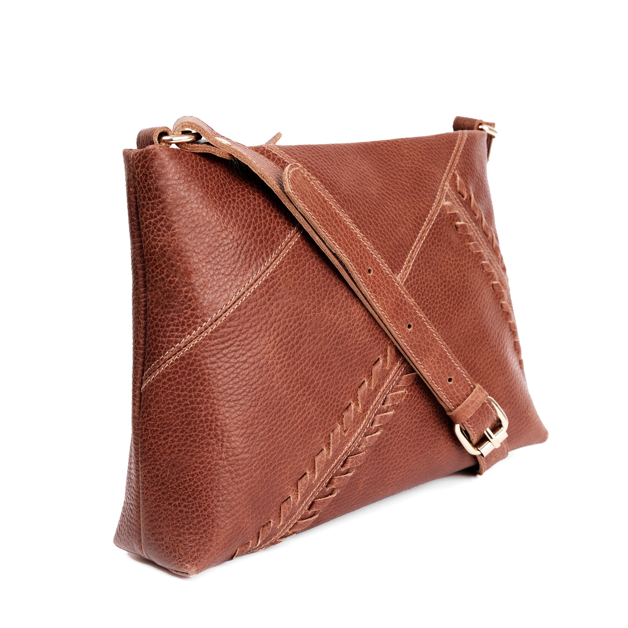 Bandolera de cuero modelo ALICE Cognac