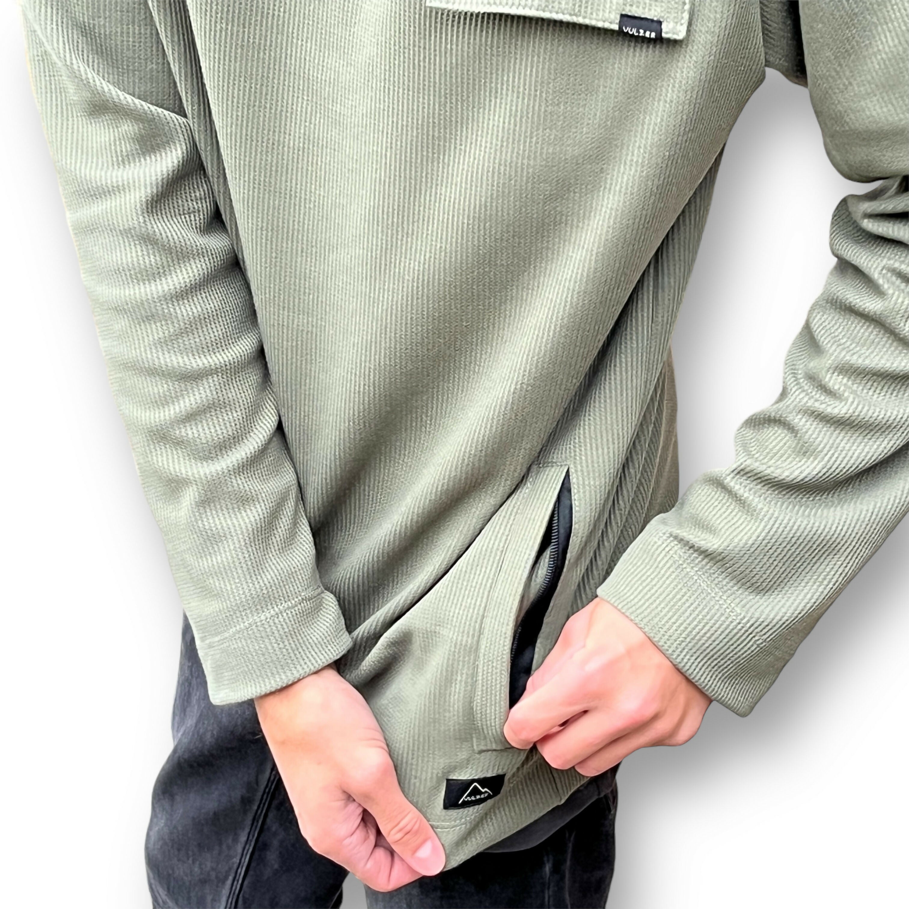 polerón waffle hombre verde