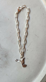 Pulsera eslabones con colibri baño plata