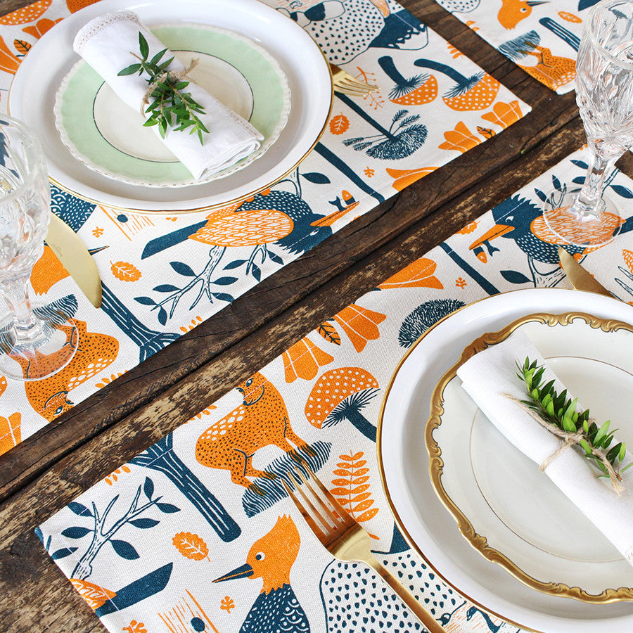 Set de 4 individuales Bosques del Sur - Naranja - Hued hued