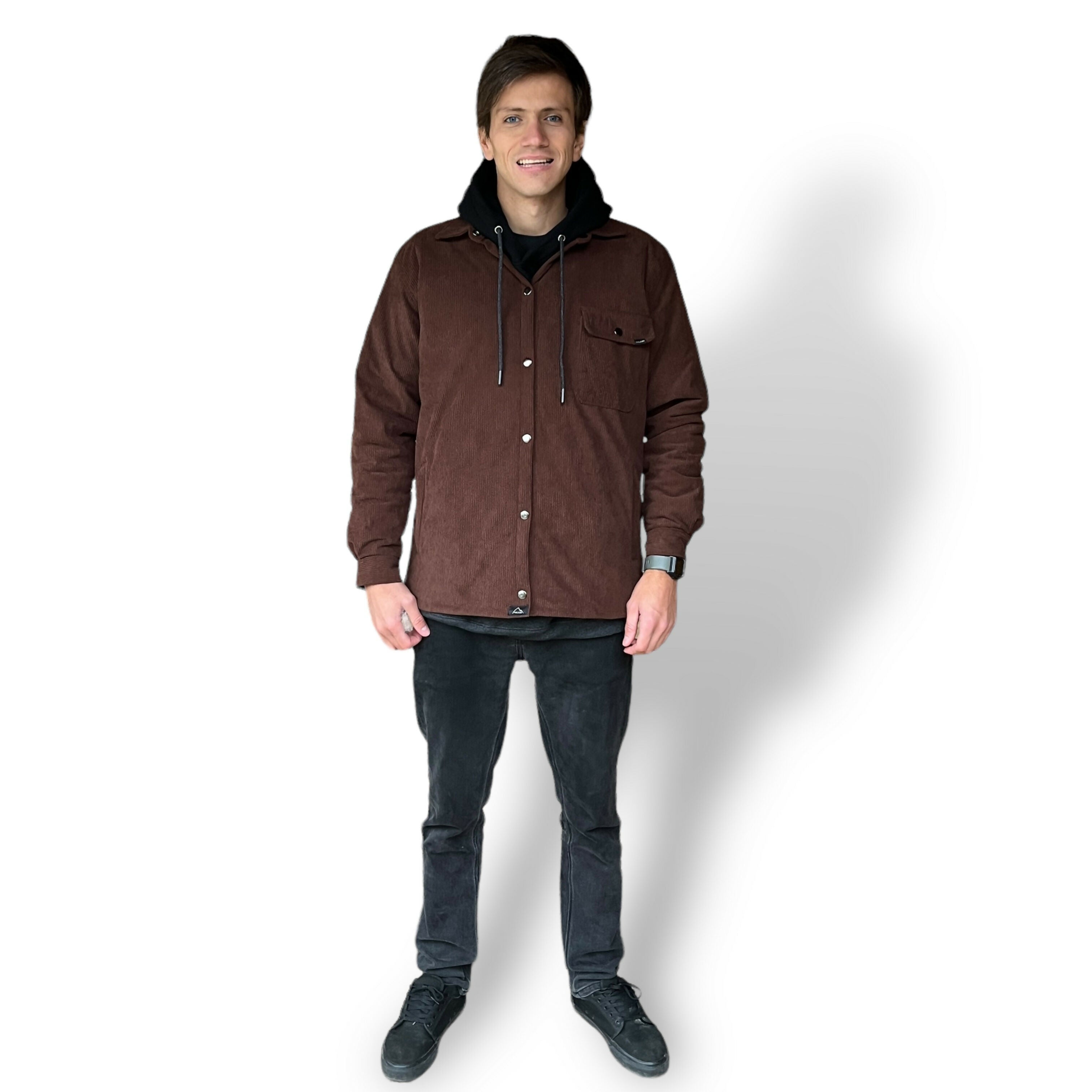 chaqueta reversible hombre café oscuro