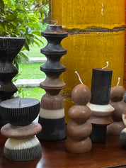 Velas Chanchitos Cafés, Set de 2 – Quinchamalí