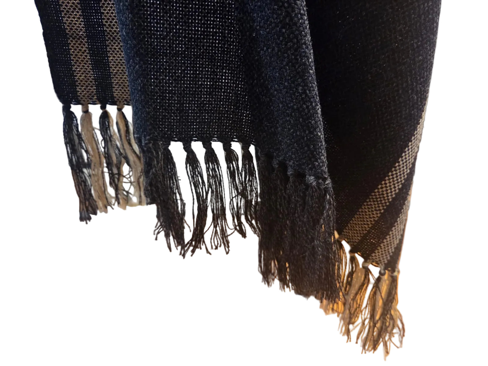 Chal / Piecera / Bufandón con Alpaca  Gris Marengo líneas Beige