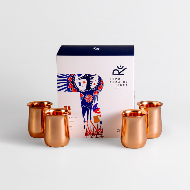 SET 4 VASOS PISCO SOUR CACHAI 100% COBRE - Creado en Chile
