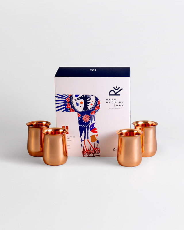 SET 4 VASOS PISCO SOUR CACHAI 100% COBRE